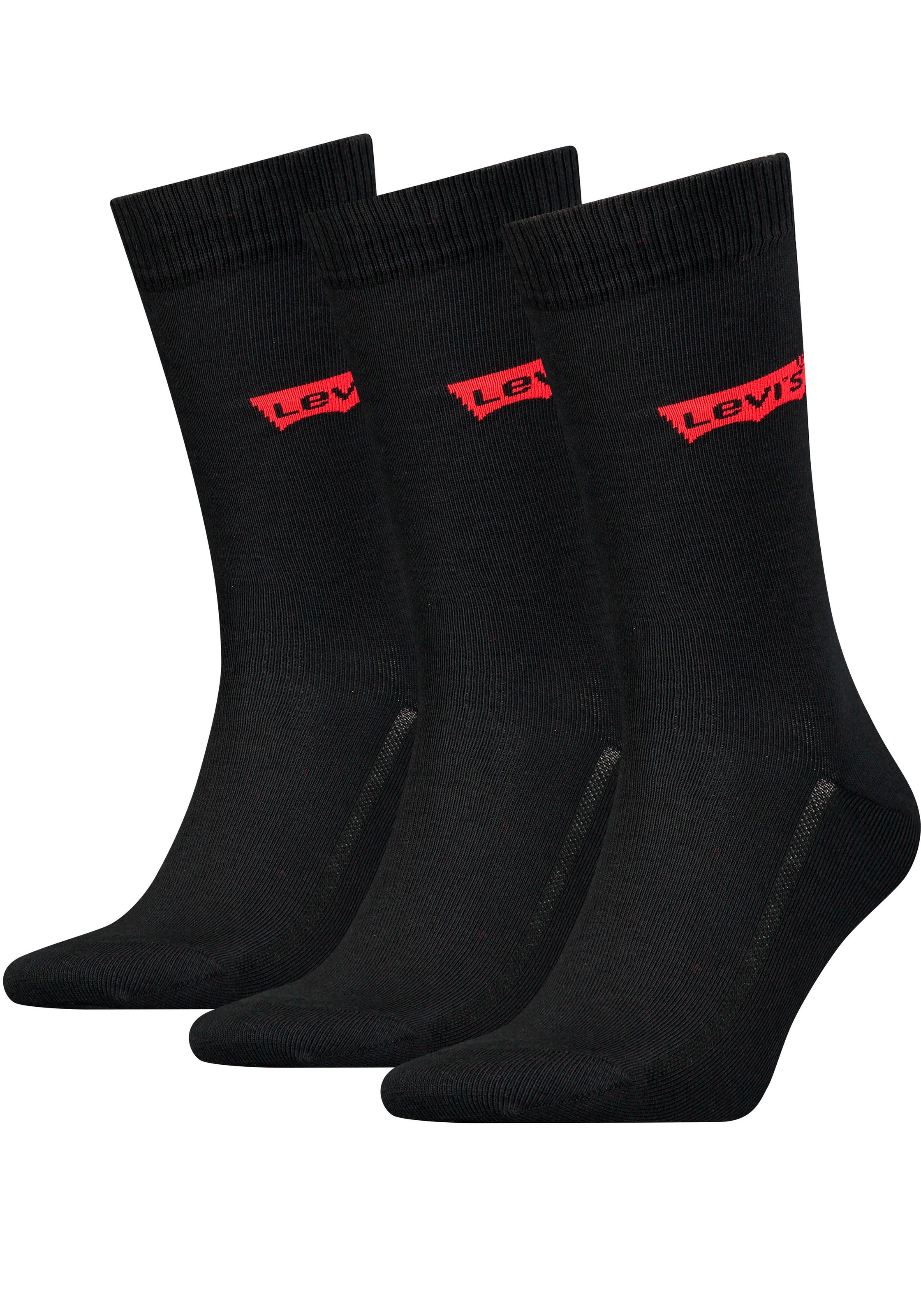 Levi's® Socken »LEVIS REGULAR CUT BW LOGO RECYCL CO« Packung, 3 Paar, 3 Stk. tlg. mit breitem Logobund