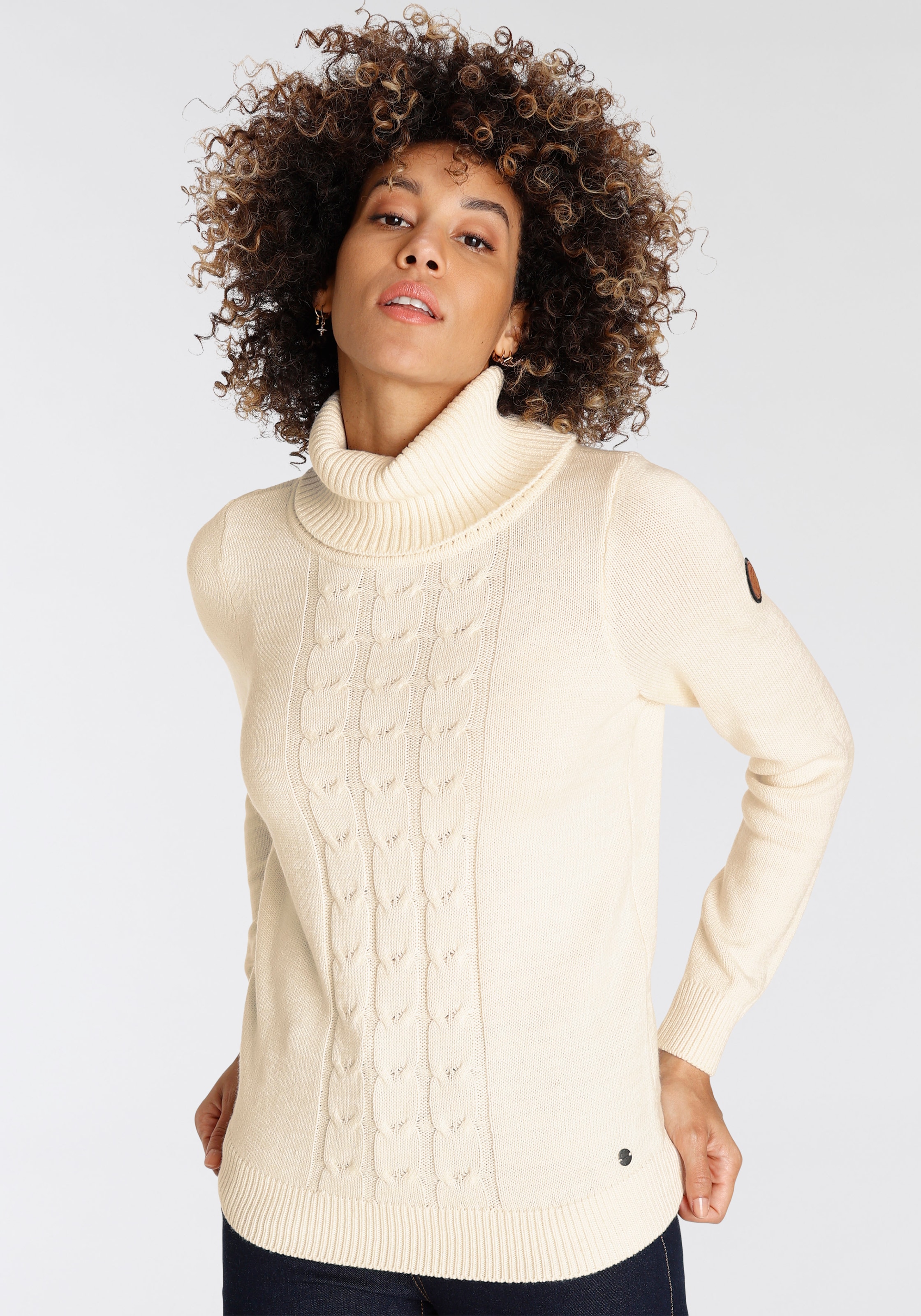 KangaROOS Rollkragenpullover, mit tollem Zopf-Strickmuster
