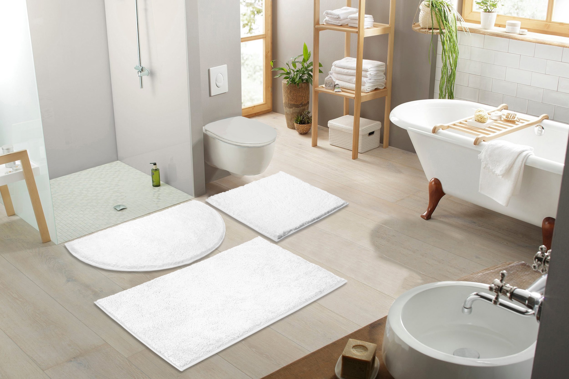 my home Badematte »Juna, Badteppich«, rutschhemmend beschichtet, fussbodenheizungsgeeignet-strapazierfähig, besonders weich, Badematten, unifarben
