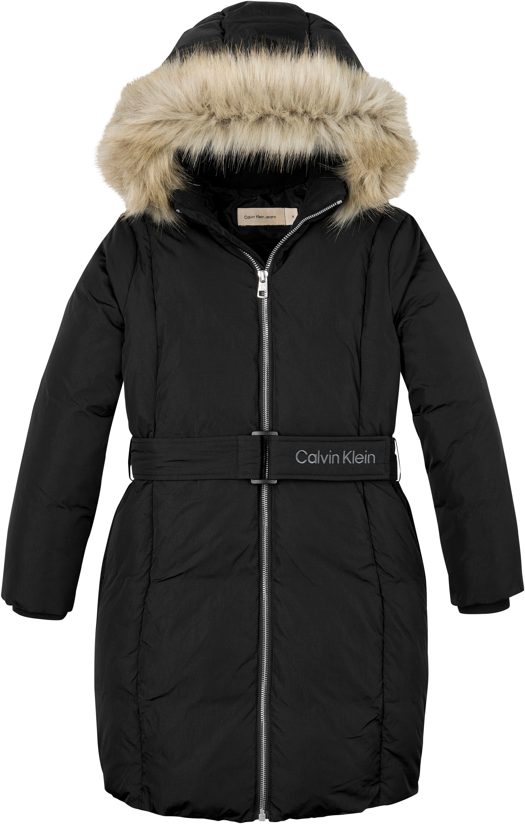 Calvin Klein Jeans Steppmantel »Classic Belted Fur Coat« für Kinder bis 16 Jahre und mit Logoschriftzug