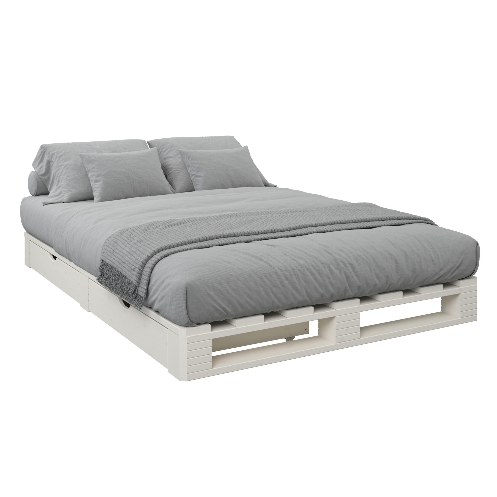 GOODproduct Palettenbett ""ALASCO " Mit Schublade" zertifiziertes Massivholz, erweiterbar zum Doppel- oder Familienbett