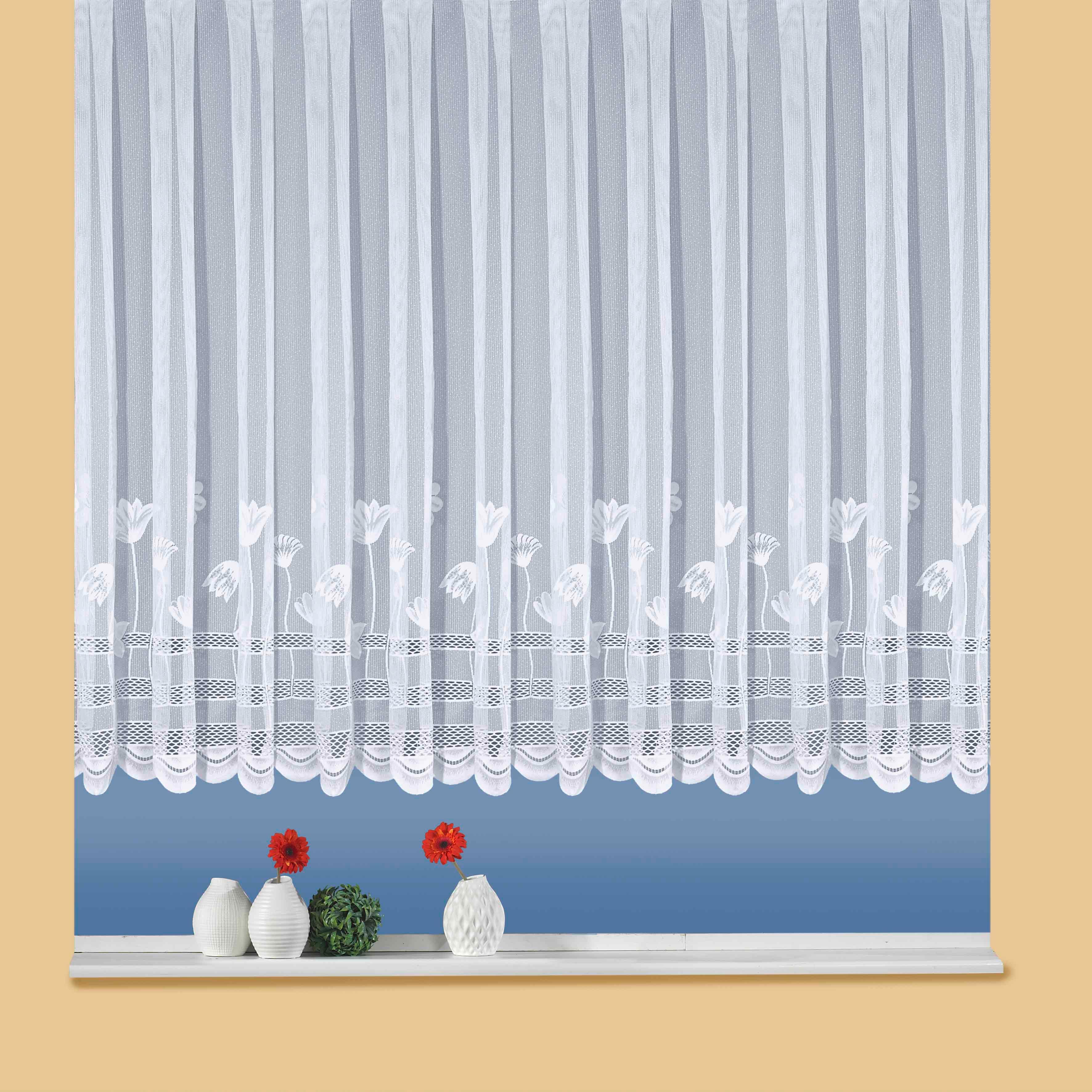 Weckbrodt Gardine »Flowers« Kräuselband 1 Stk. tlg. Jacquard, strukturiert, halbtransparent, Floral, Waben-Bordüre, Store