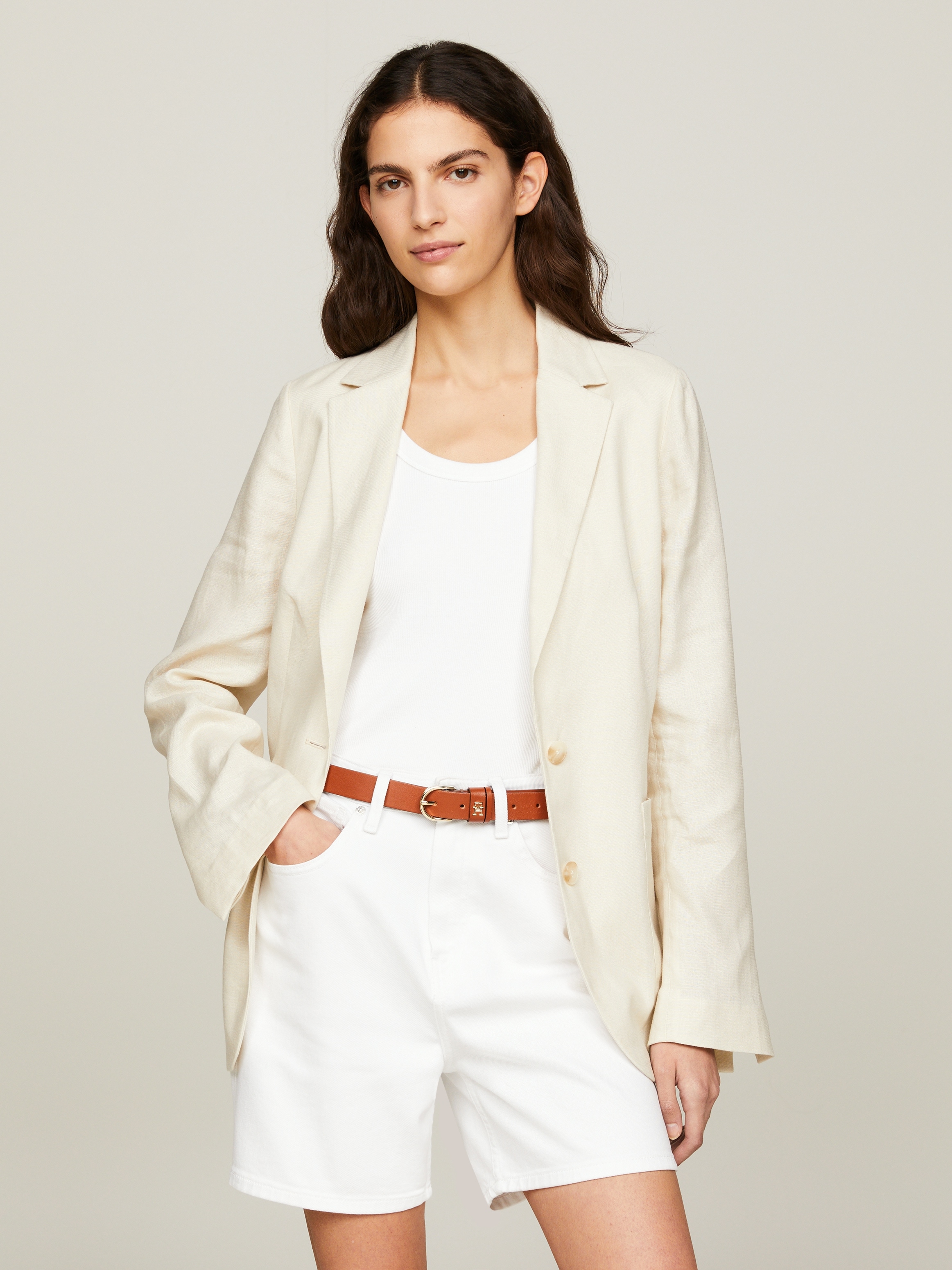 Kurzblazer »CASUAL LINEN REGULAR SB BLAZER«, mit Ärmelschlitz