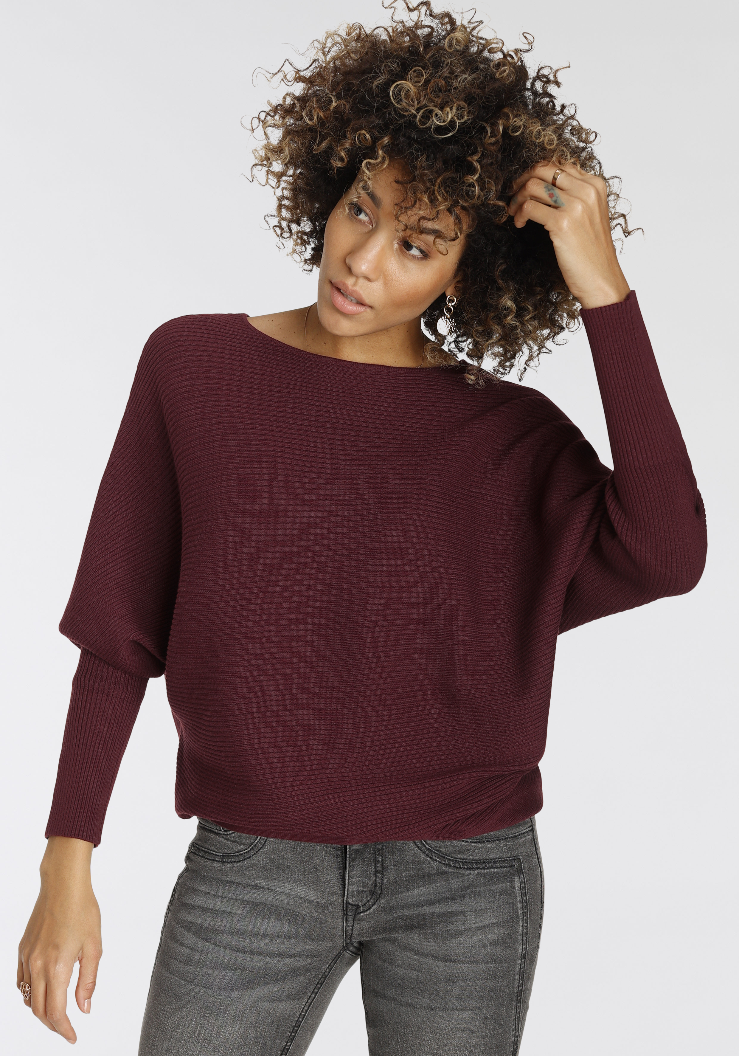 Strickpullover, mit U-Boot Ausschnitt & Fledermausärmeln - NEUE KOLLEKTION
