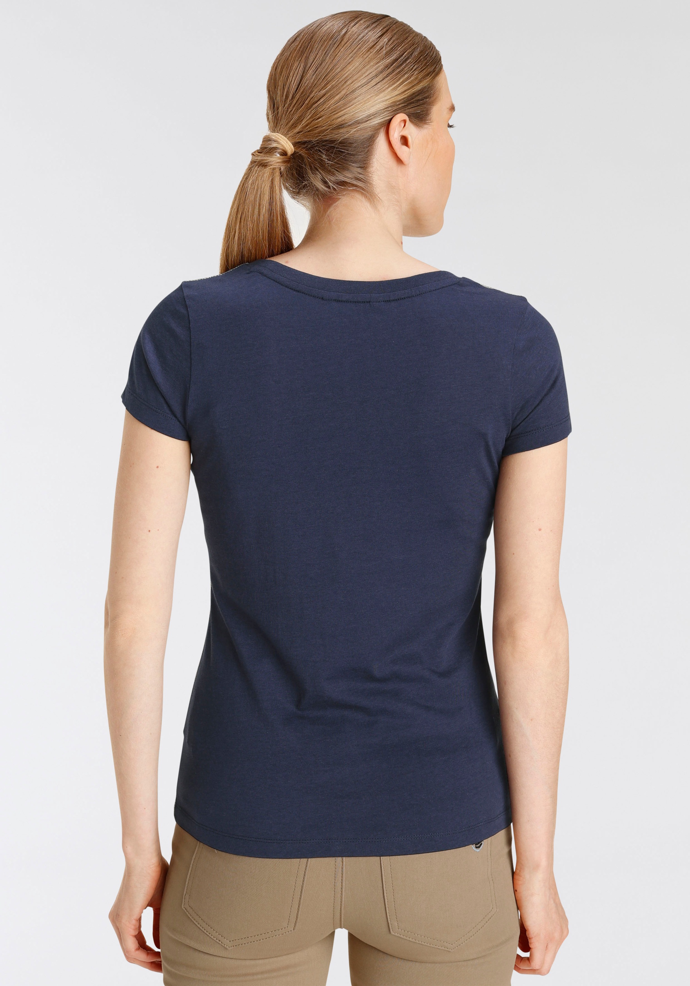 mit DELMAO MARKE! Jelmoli-Versand NEUE hochwertigem, - Shop Folienprint T-Shirt, | goldfarbenem Online