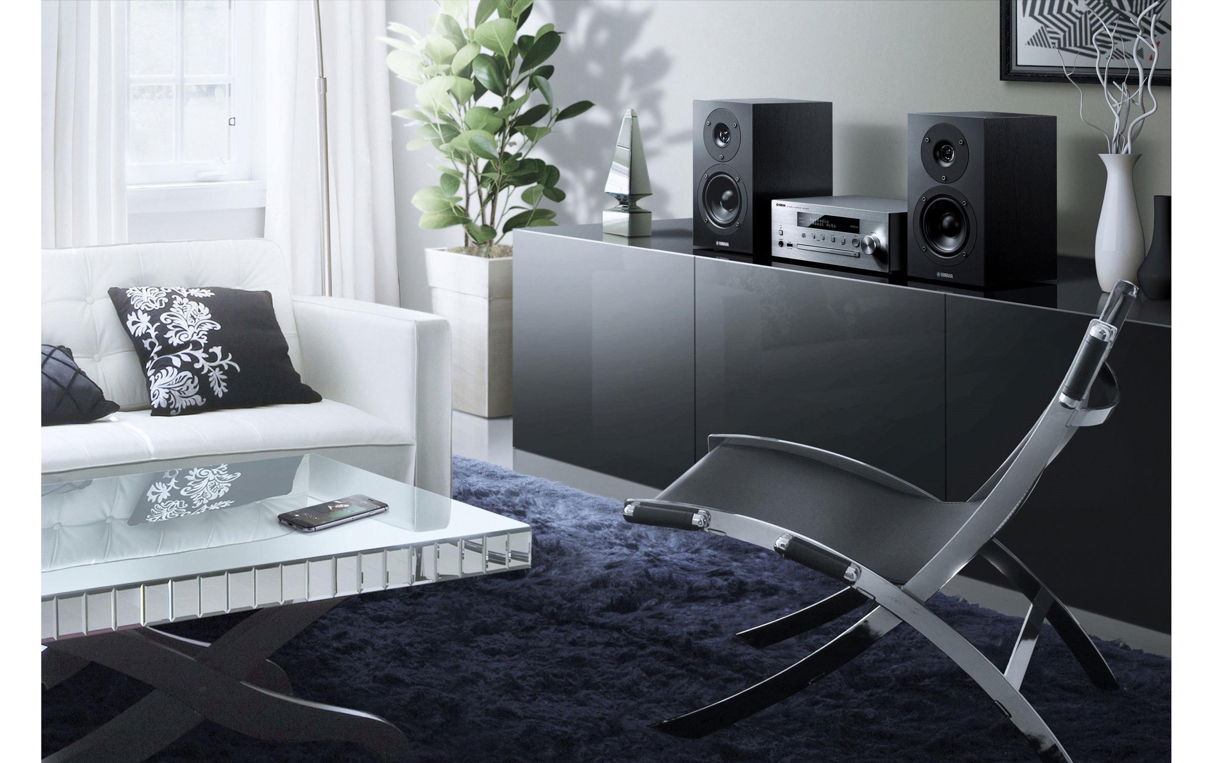 Yamaha Microanlage »MusicCast MCR-N470 DAB Silber Schwarz«, (Bluetooth-WLAN Digitalradio (DAB+)-FM-Tuner)