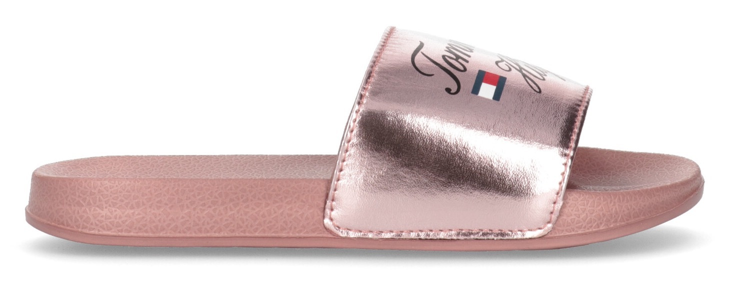 Tommy Hilfiger Pantolette »LOGO POOL SLIDE ROSE GOLD«, im Metallic-Look kaufen