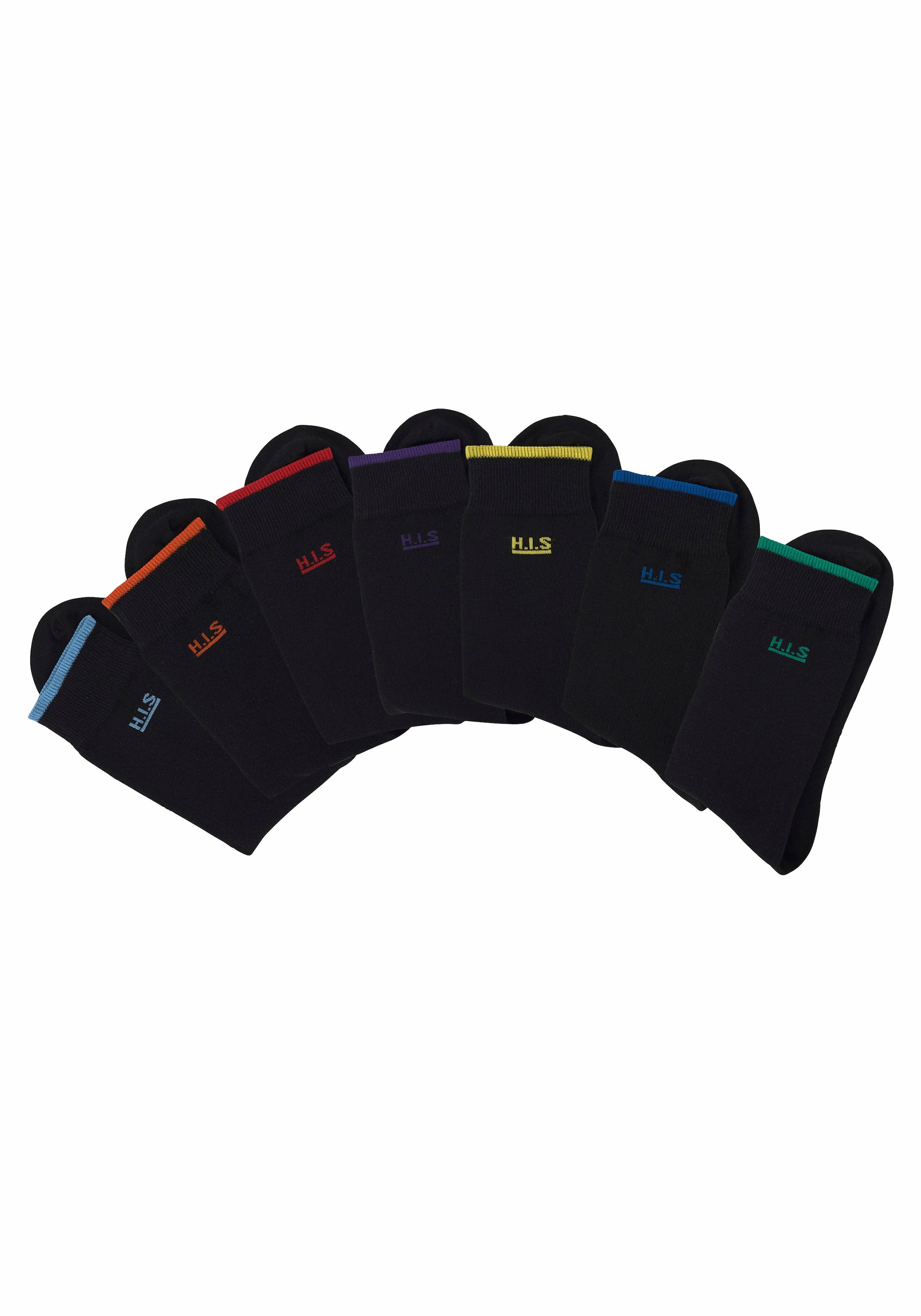 Socken, (Packung, 7 Paar), mit farbigen Bündchen