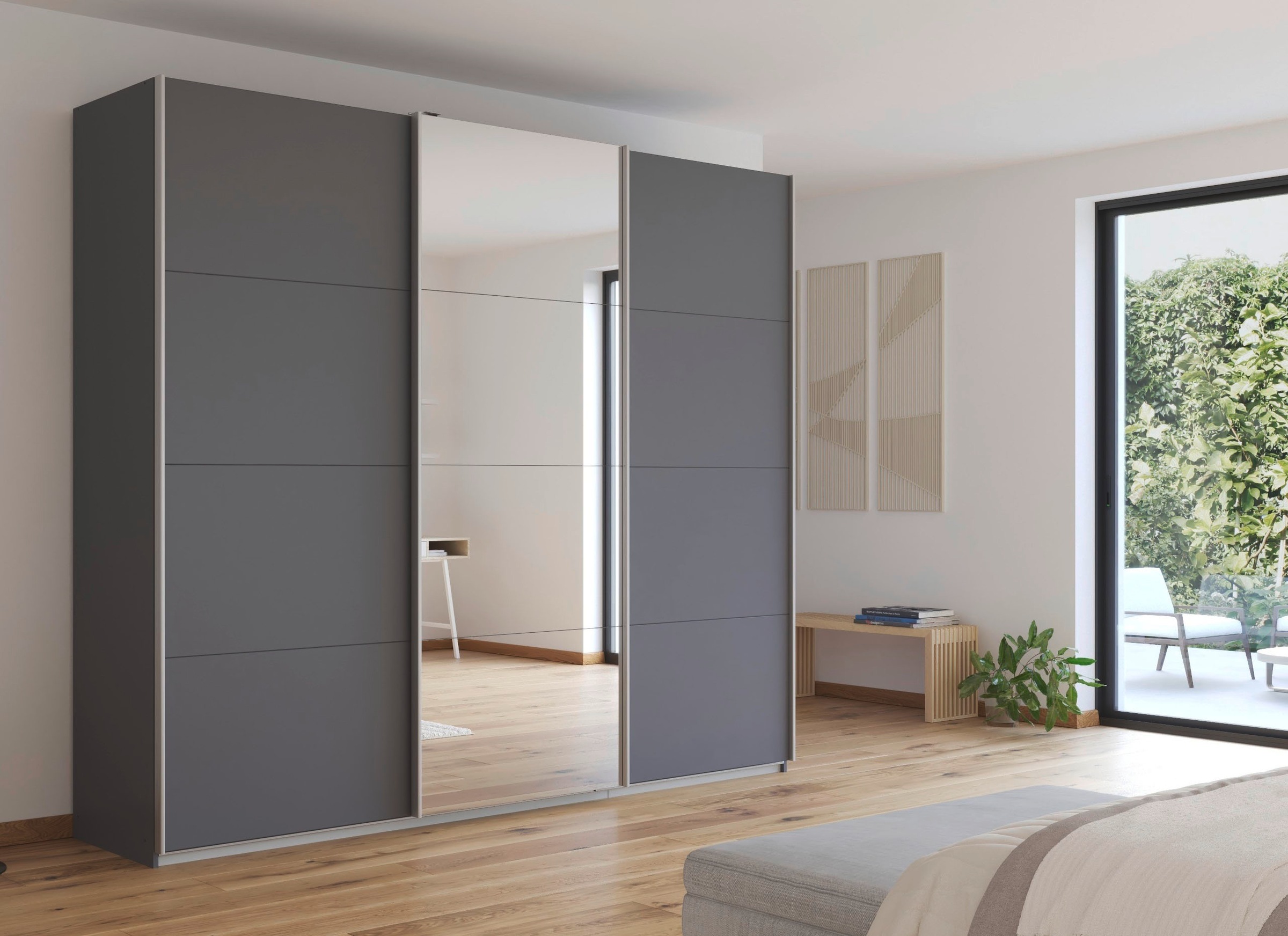 rauch Schwebetürenschrank »Kleiderschrank Schrank Garderobe KULMBACH«, in 2 Höhen erhältlich, mit Metallgriffleisten MADE IN GERMANY