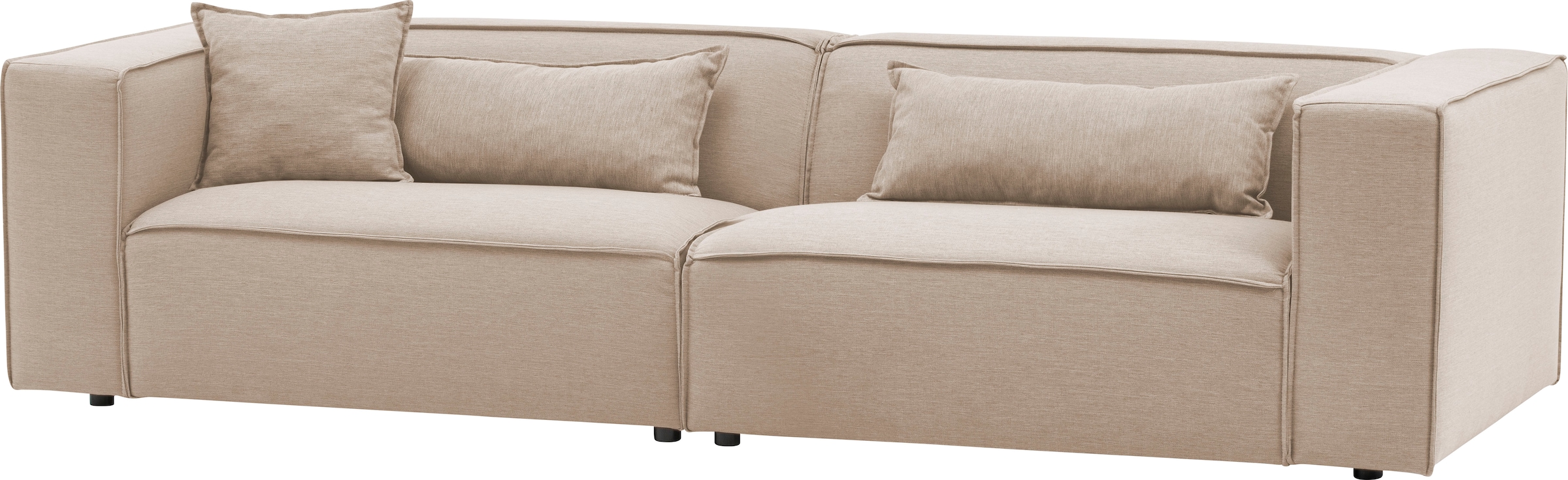 LeGer Home by Lena Gercke 3-Sitzer »PIARA, Couch mit Kedernaht, Sofa in Cord oder Leinenoptik«, schwarze Füsse, bequemer Sitzkomfort