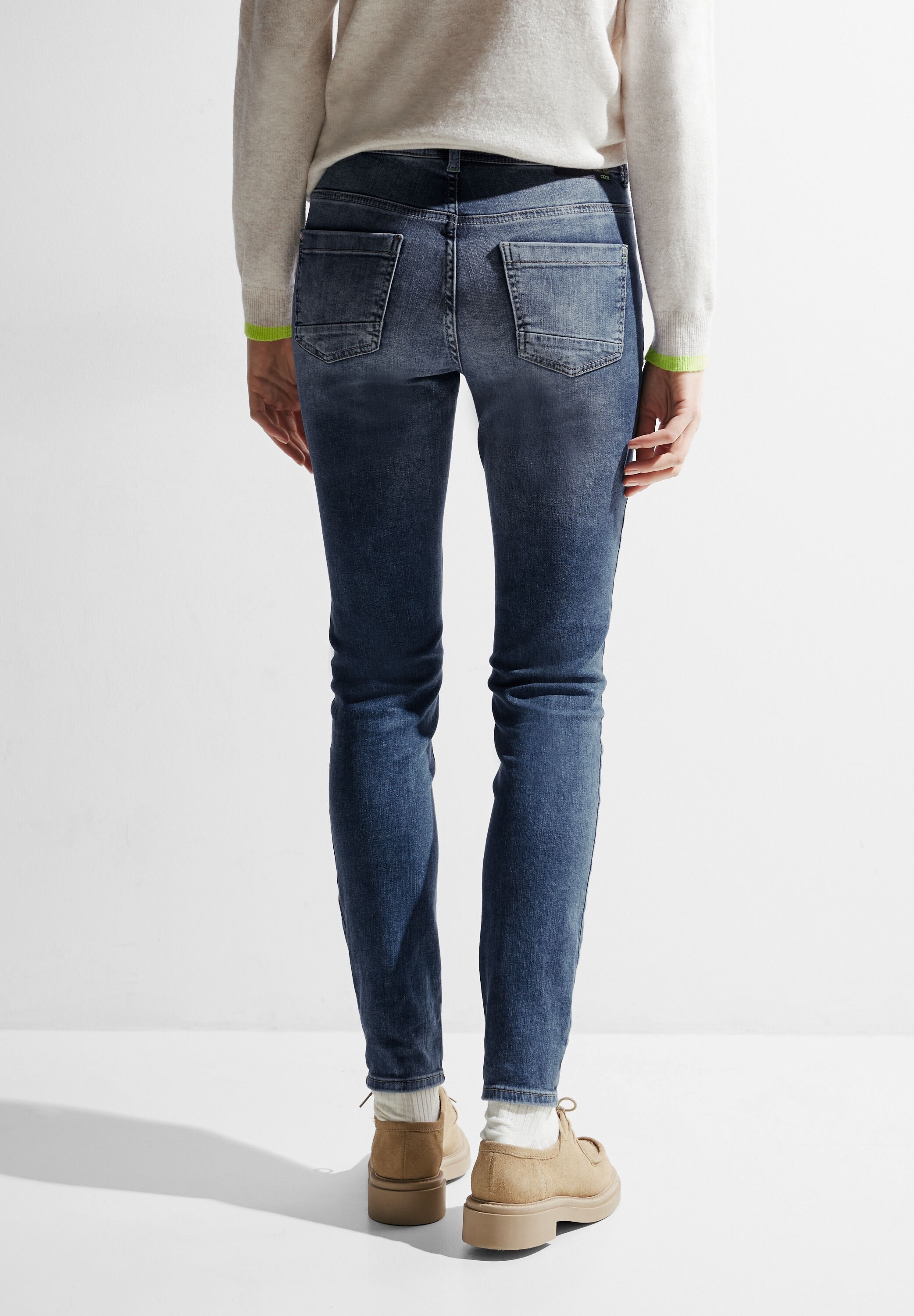 Cecil Slim-fit-Jeans »Vicky Authentic«, in mittelblauer Waschung