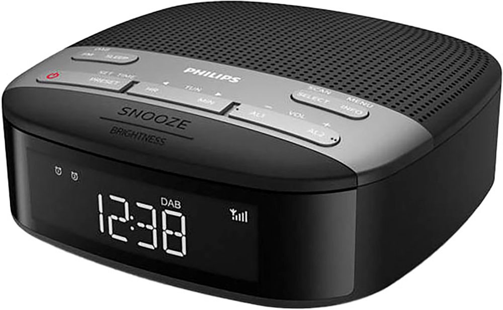 Philips Uhrenradio "TAR 3505/12" ( Digitalradio (DAB+)  FM-Tuner 1 W) Radiowecker, DAB+/UKW, doppelter Alarm, Autom. Zeitsynchronisierung