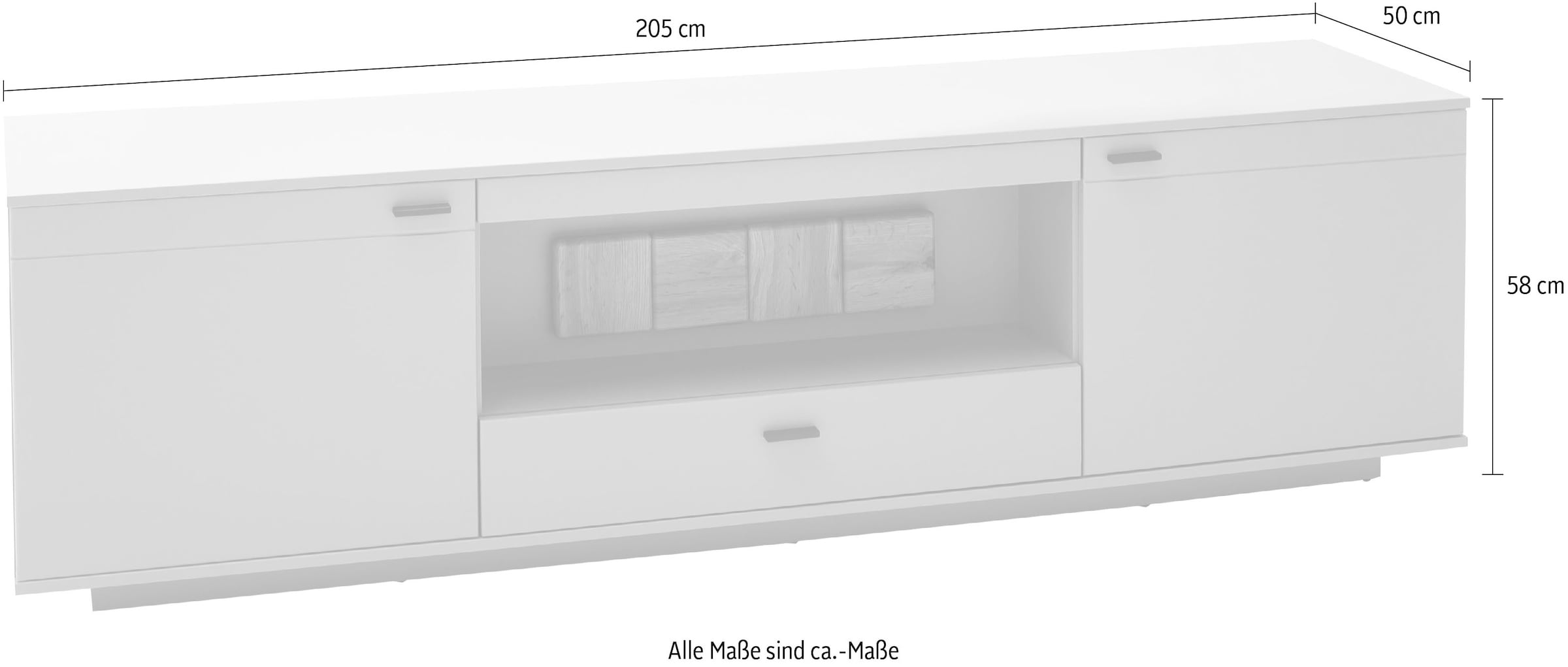 MCA furniture Lowboard »Zadar«, TV Schrank für TV bis 80 Zoll, Arktis Grau, wahlweise mit Beleuchtung