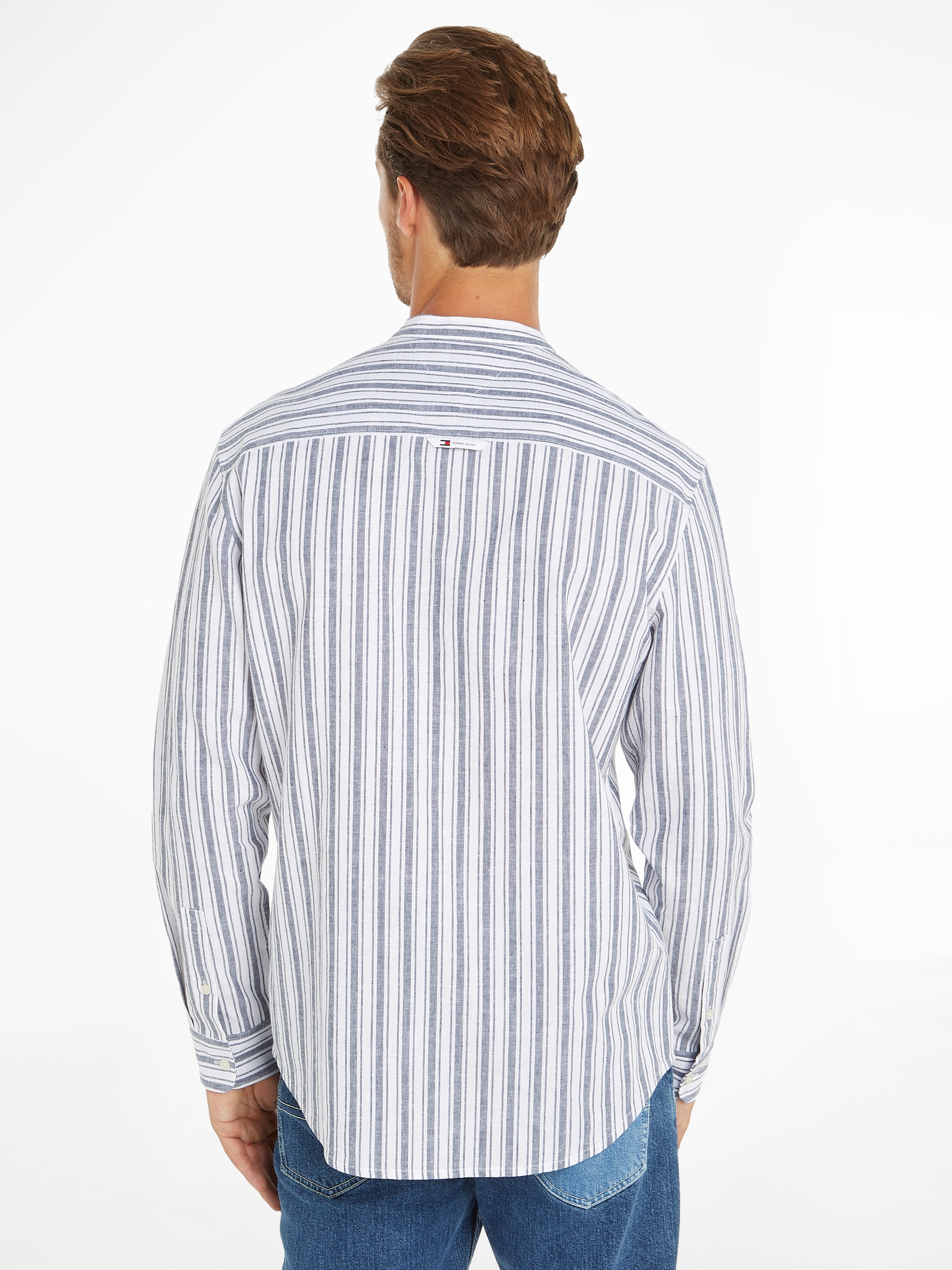 Tommy Jeans Langarmhemd »TJM MAO STRIPE LINEN BLEND SHIRT«