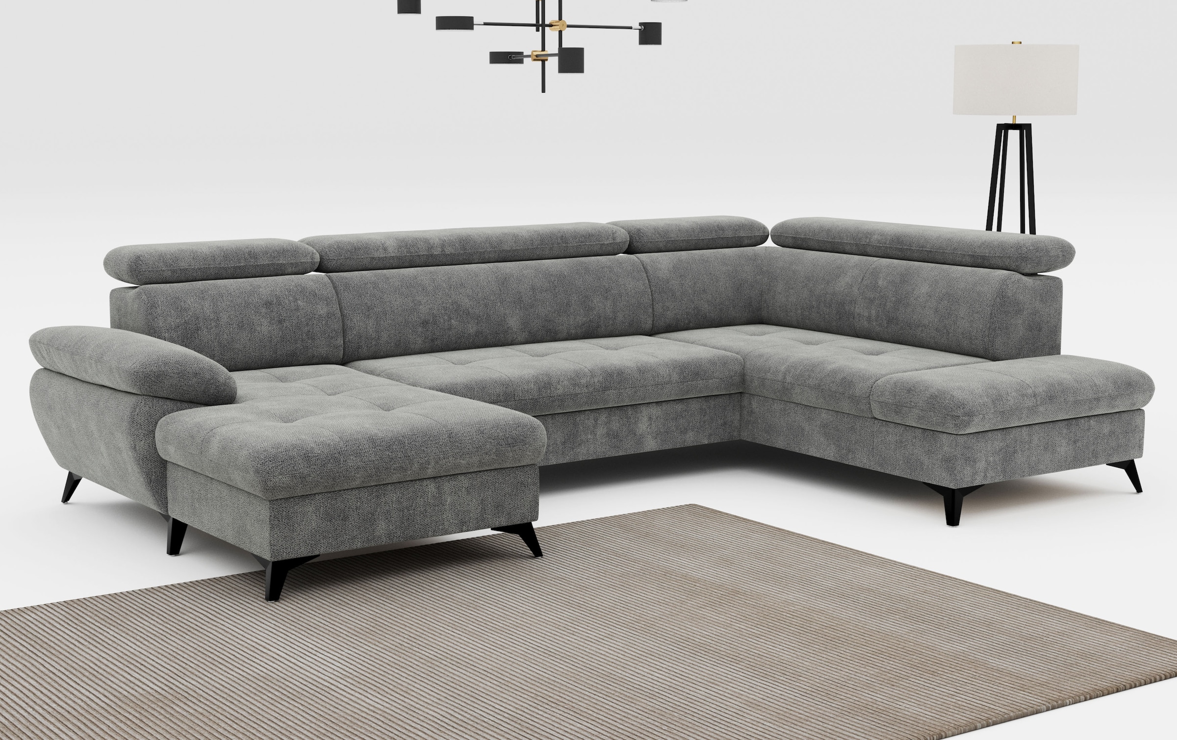COTTA Wohnlandschaft "Hudson U-Form, B: 324 cm" mit Kopfteilverstellung, optional Bettfunktion & Bettkasten