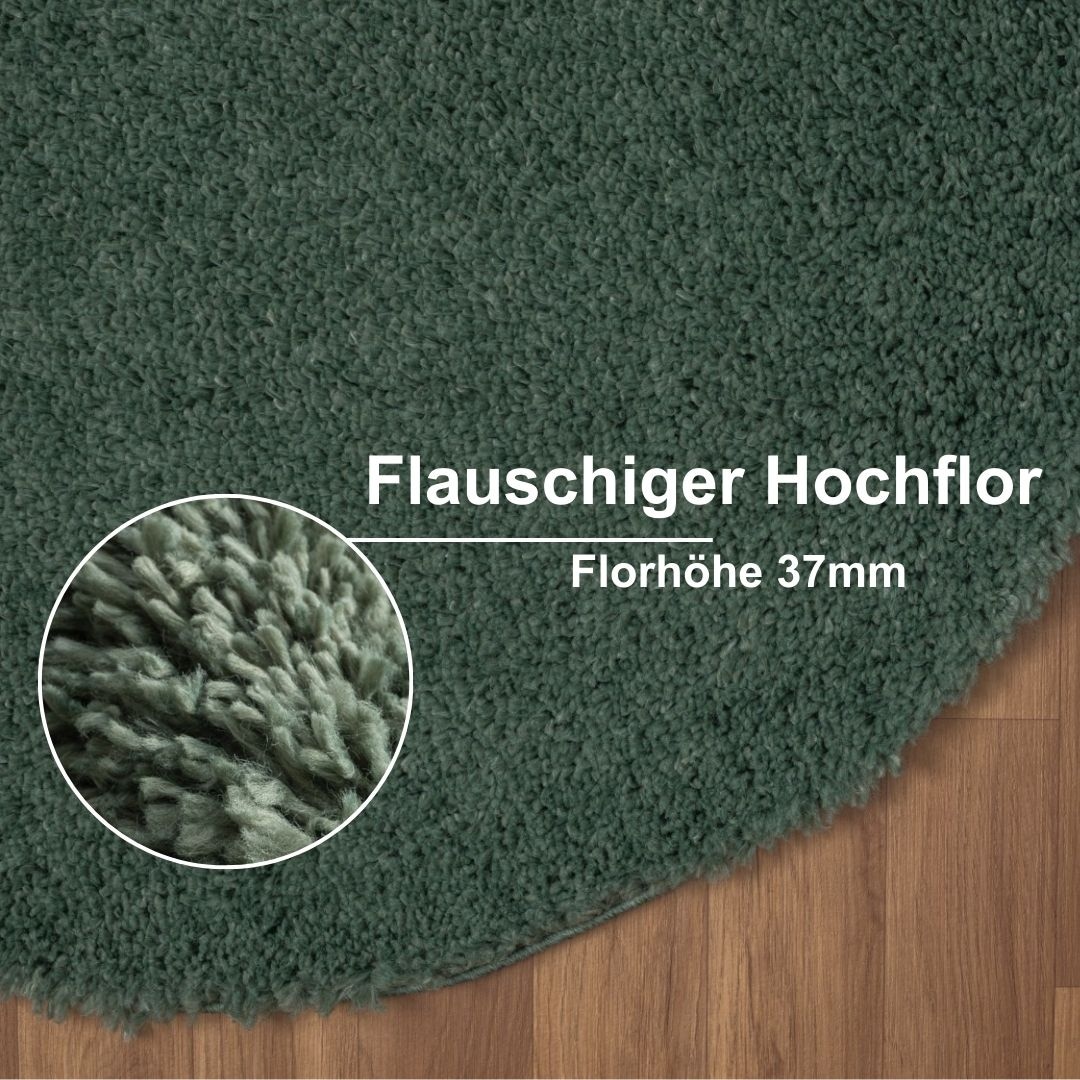 Myflair Möbel & Accessoires Teppich »My Shaggy«, rund, Shaggy, Uni Farben, leicht glänzend, Microfaser, extra flauschig