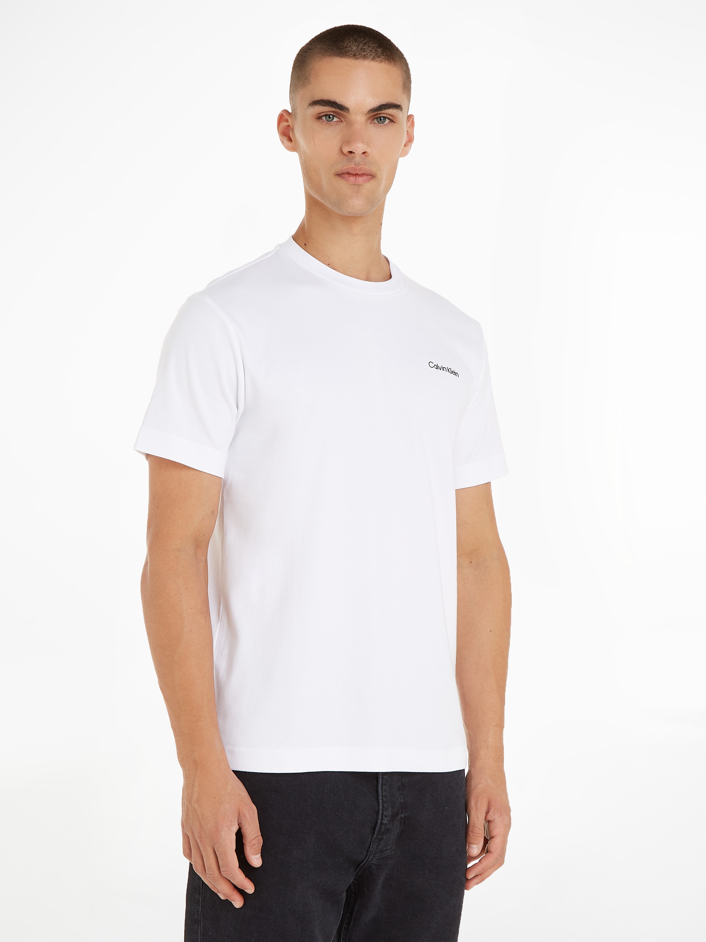 Calvin Klein T-Shirt »Micro Logo« aus dickem Winterjersey, mit Logoprint