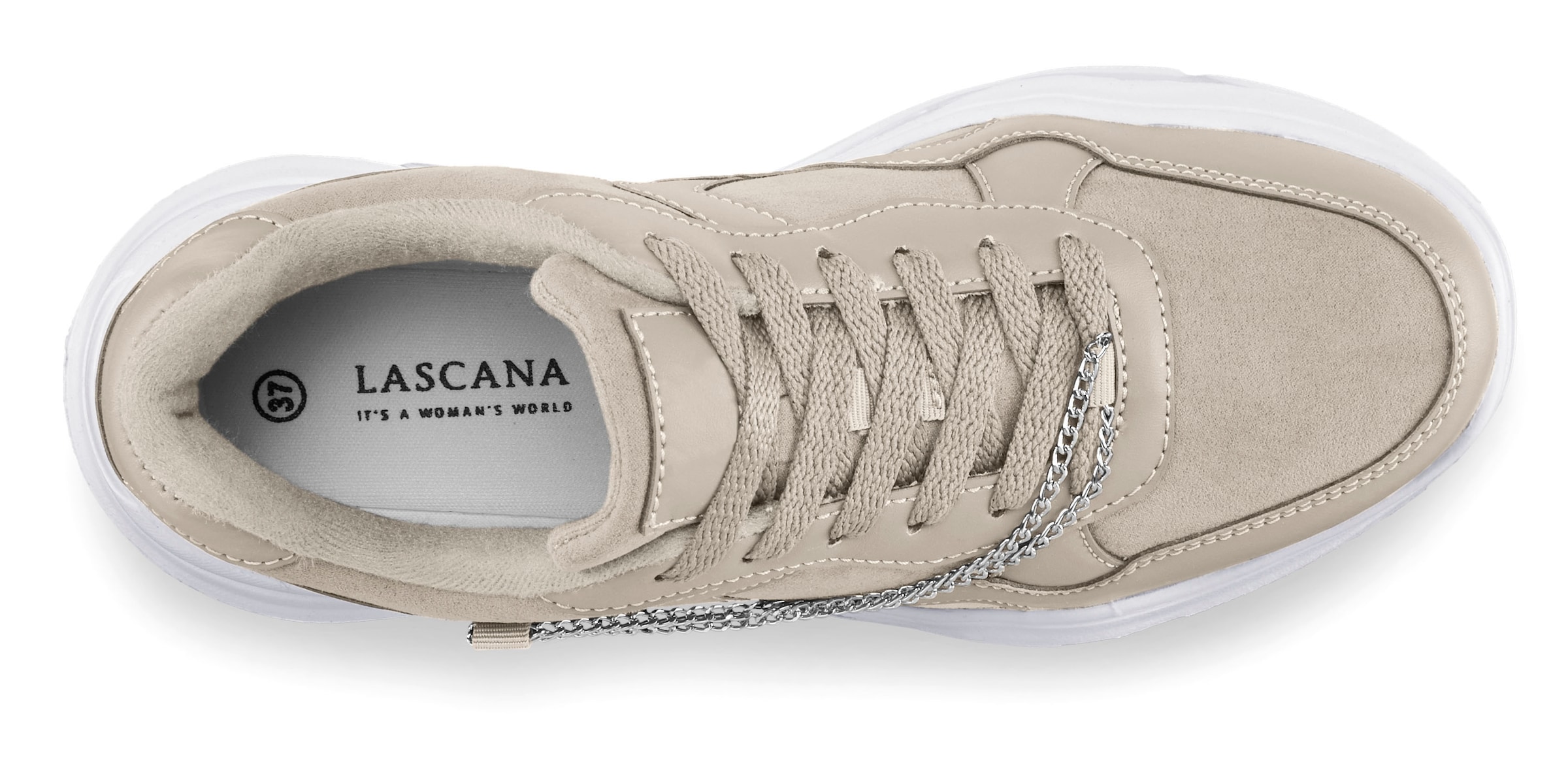 LASCANA Sneaker, mit Chunky-Sohle & Ketten, Schnürhalbschuhe, Freizeitschuhe VEGAN