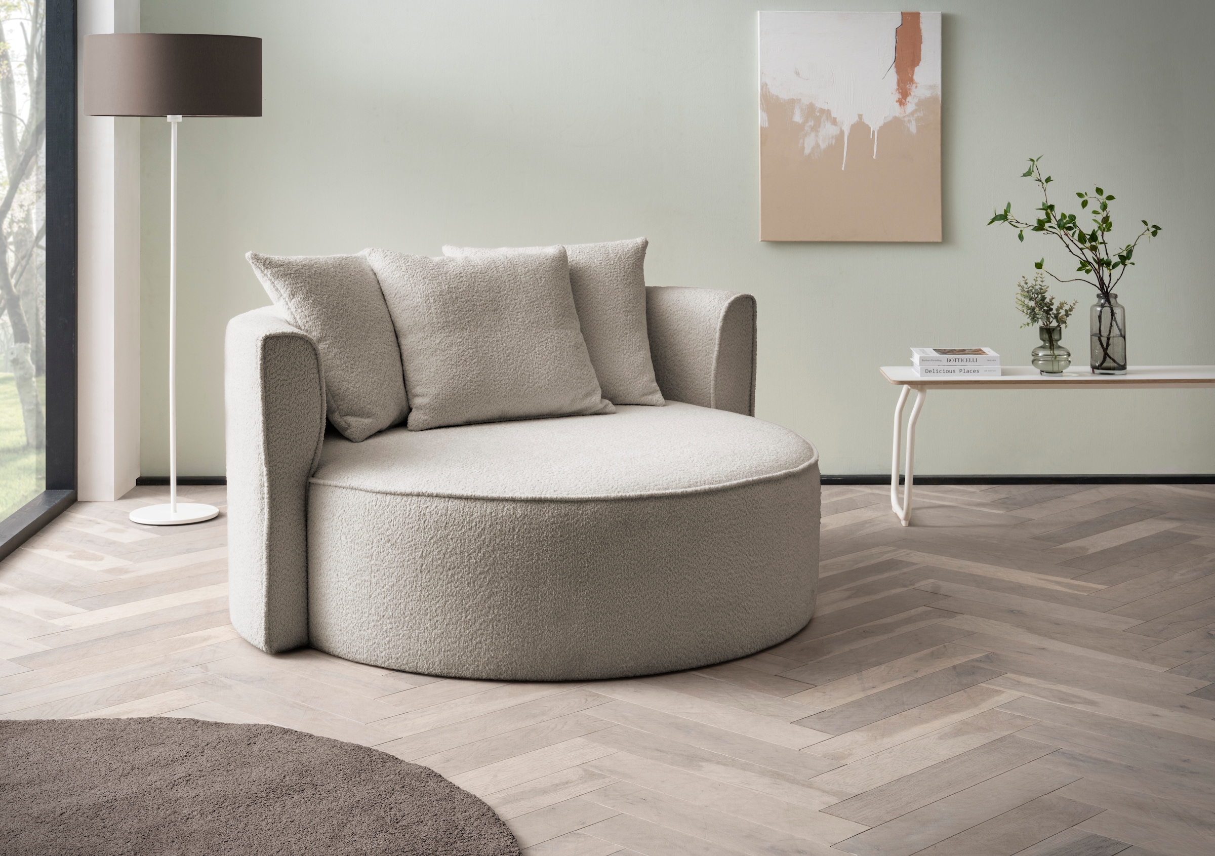 LeGer Home by Lena Gercke XXL-Sessel »Isalie, Lesesessel, Loveseat, inklusive Zierkissen«, extra grosse Sitzfläche, optional mit Hocker, Cord, Samt, Bouclé