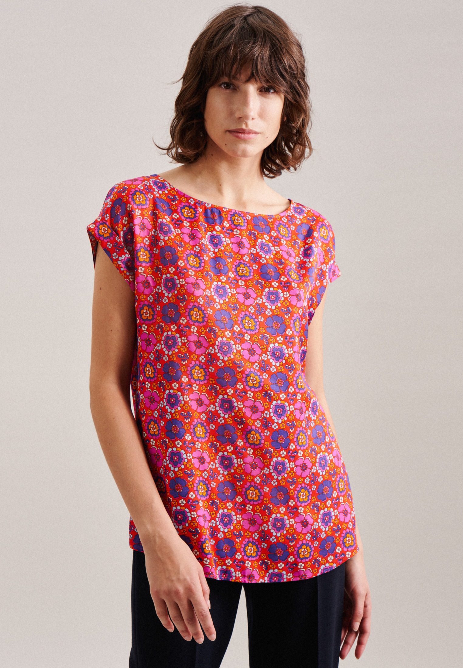 seidensticker Shirtbluse »Schwarze Rose« 1/2 Rundhals Druck