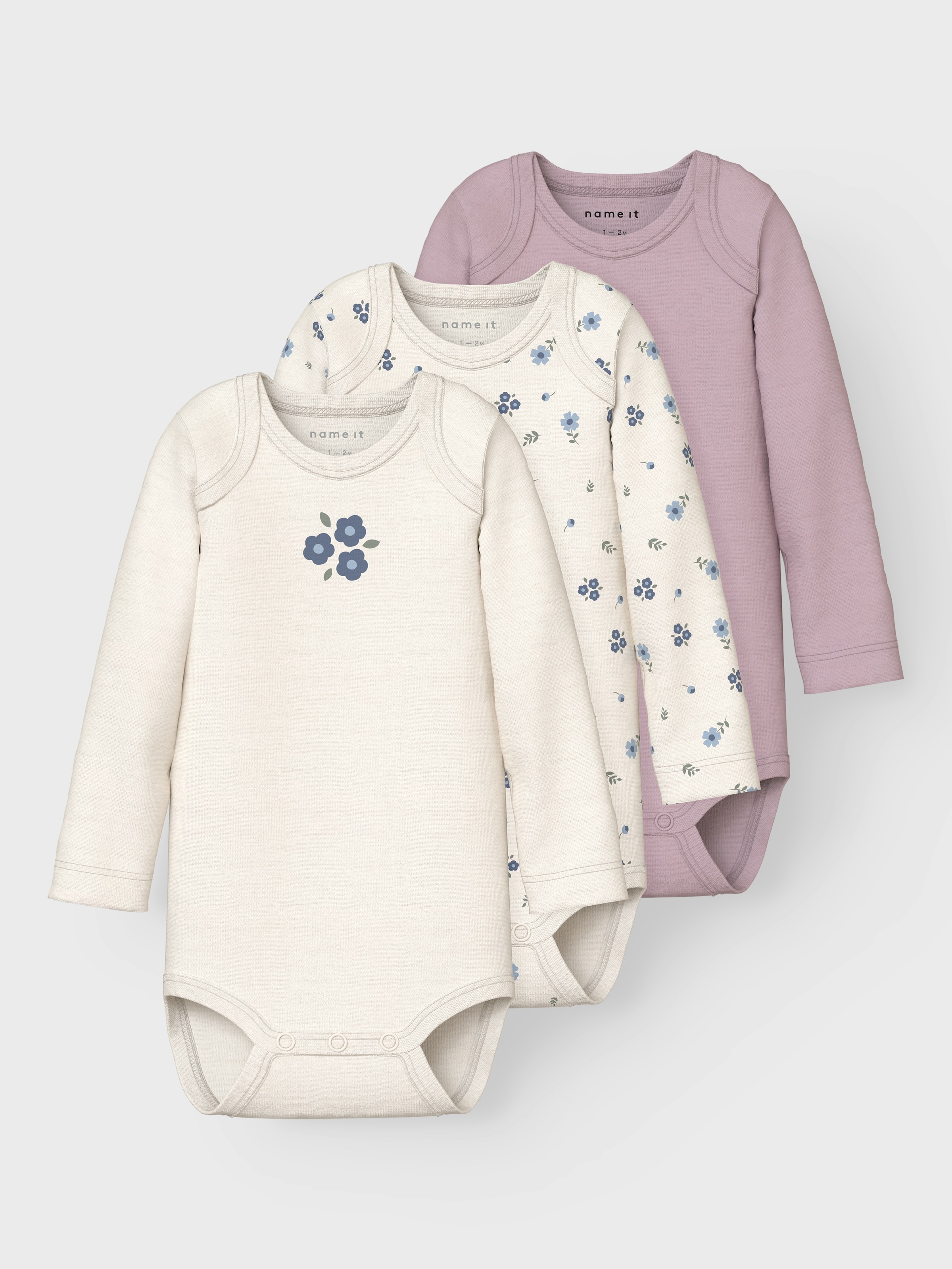 Name It Body »NBFBODY 3P LS JET STREAM FLOWER NOOS« Packung, 3 Stk.
