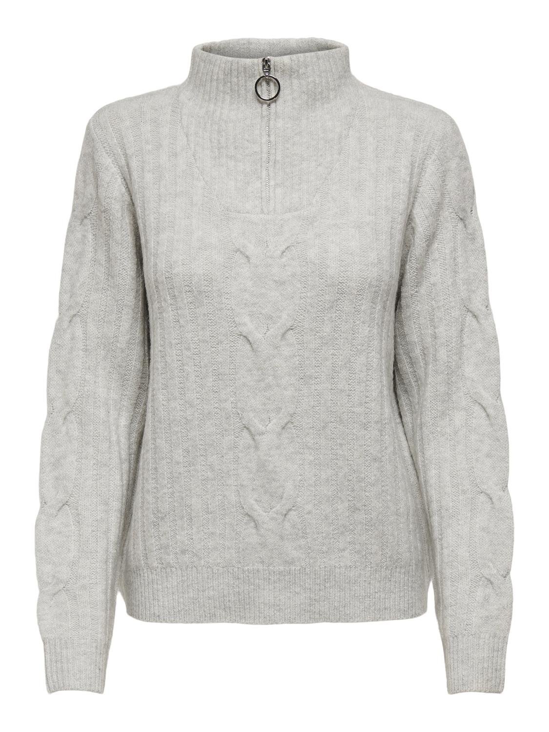 JDY Stehkragenpullover »JDYANDREA L/S ZIP CABLE PULLOVE KNT NOOS«