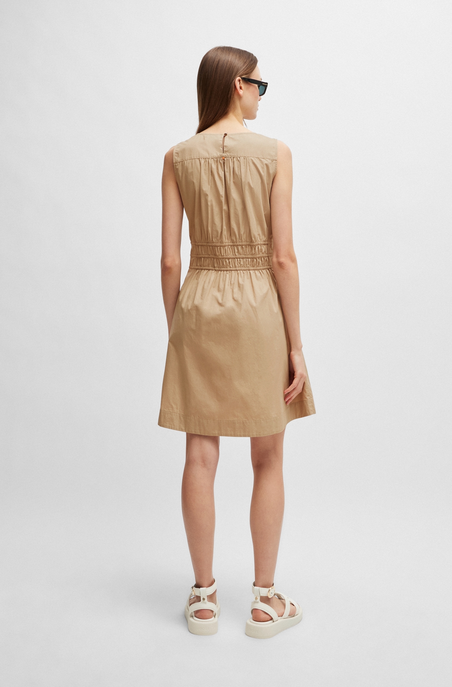 BOSS ORANGE A-Linien-Kleid »C_Dizzi_3 Premium Damenmode«, mit Raffungen