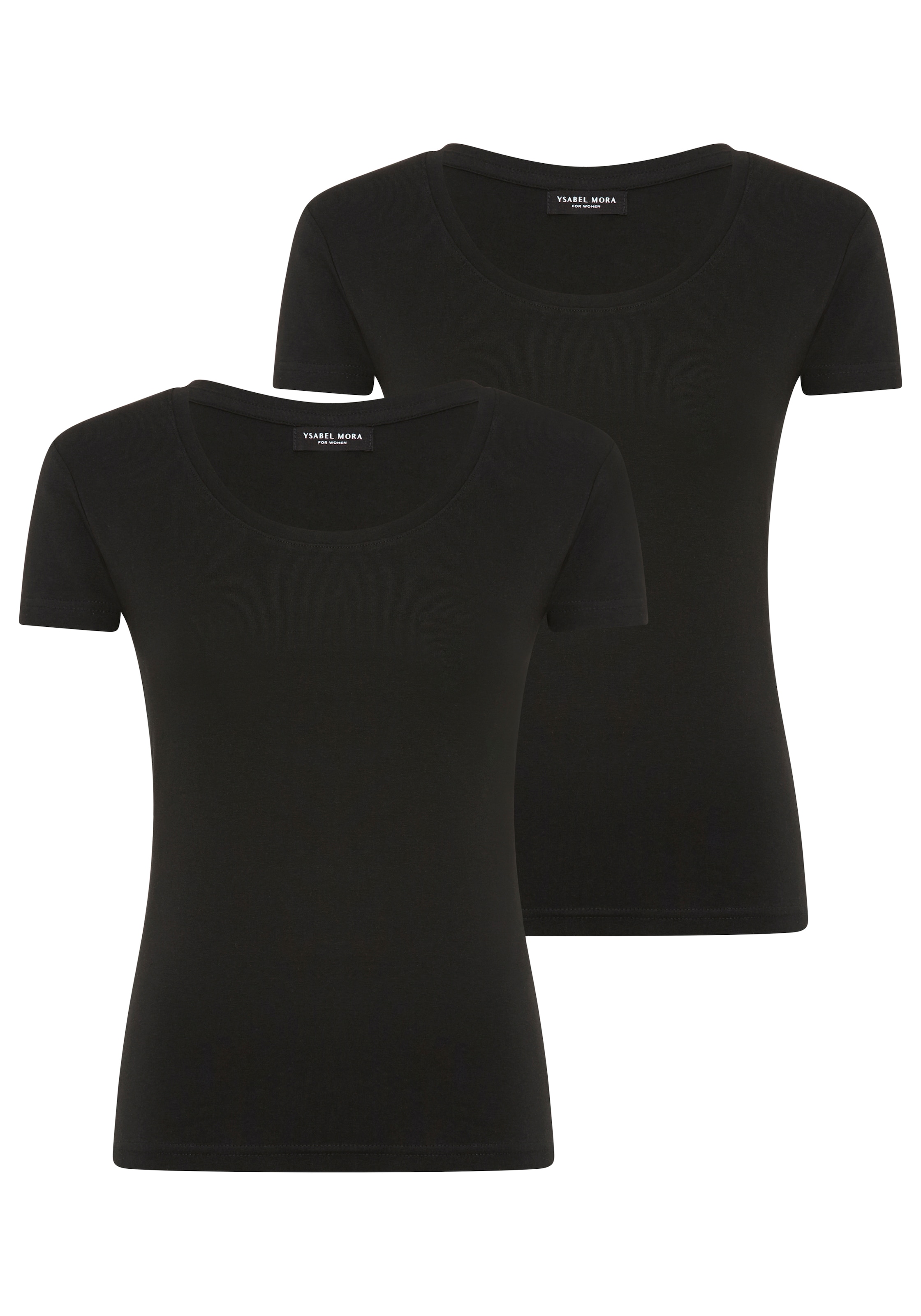 YSABEL MORA Kurzarmshirt 2er Pack, mit Rundhals, elastisch, Baumwollmix, weich, Basic