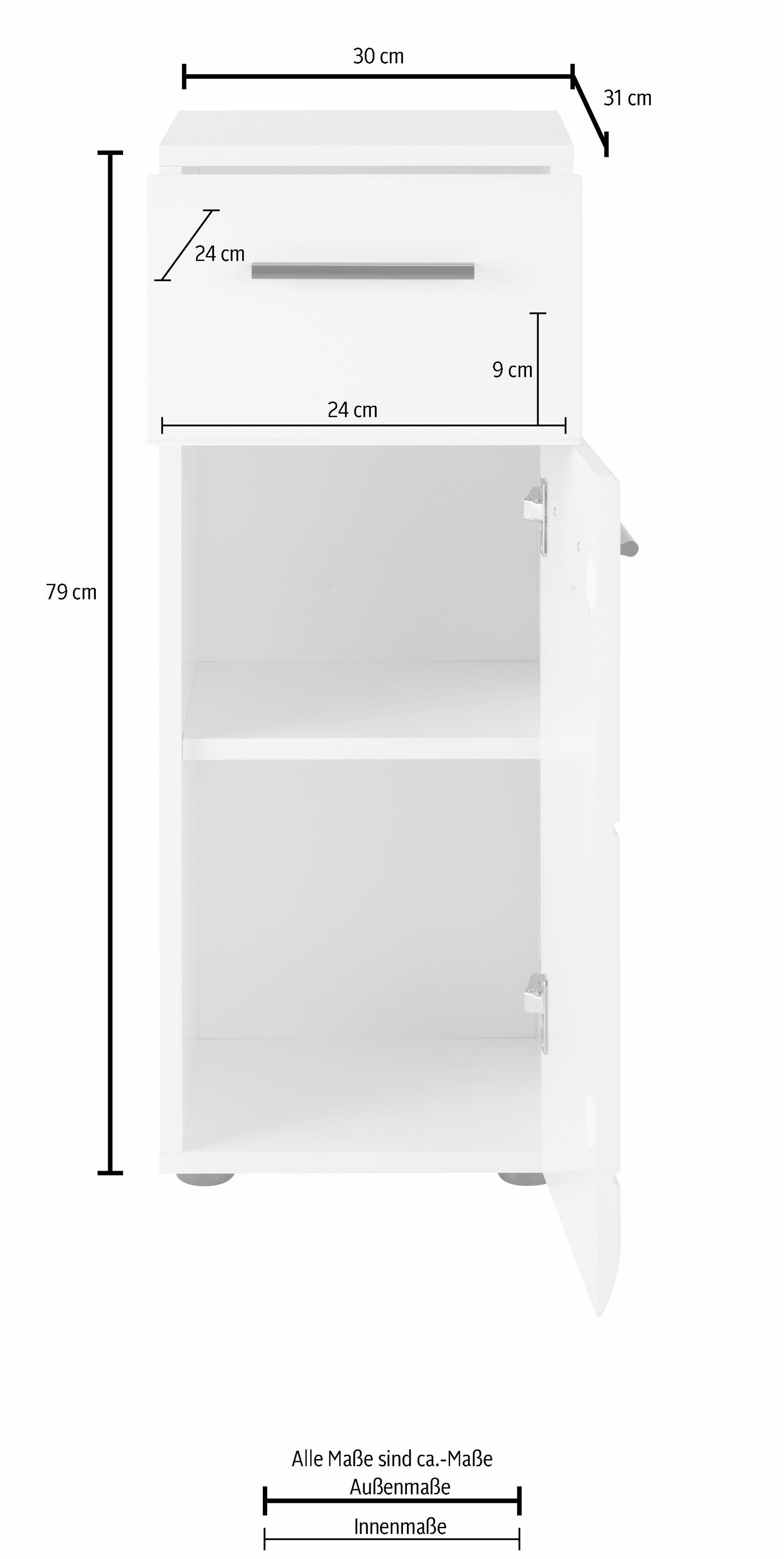 INOSIGN Unterschrank »Sovana«, Badkommode mit Hochglanzfront und 1 Schublade - (B/T/H) 30/31/80 cm