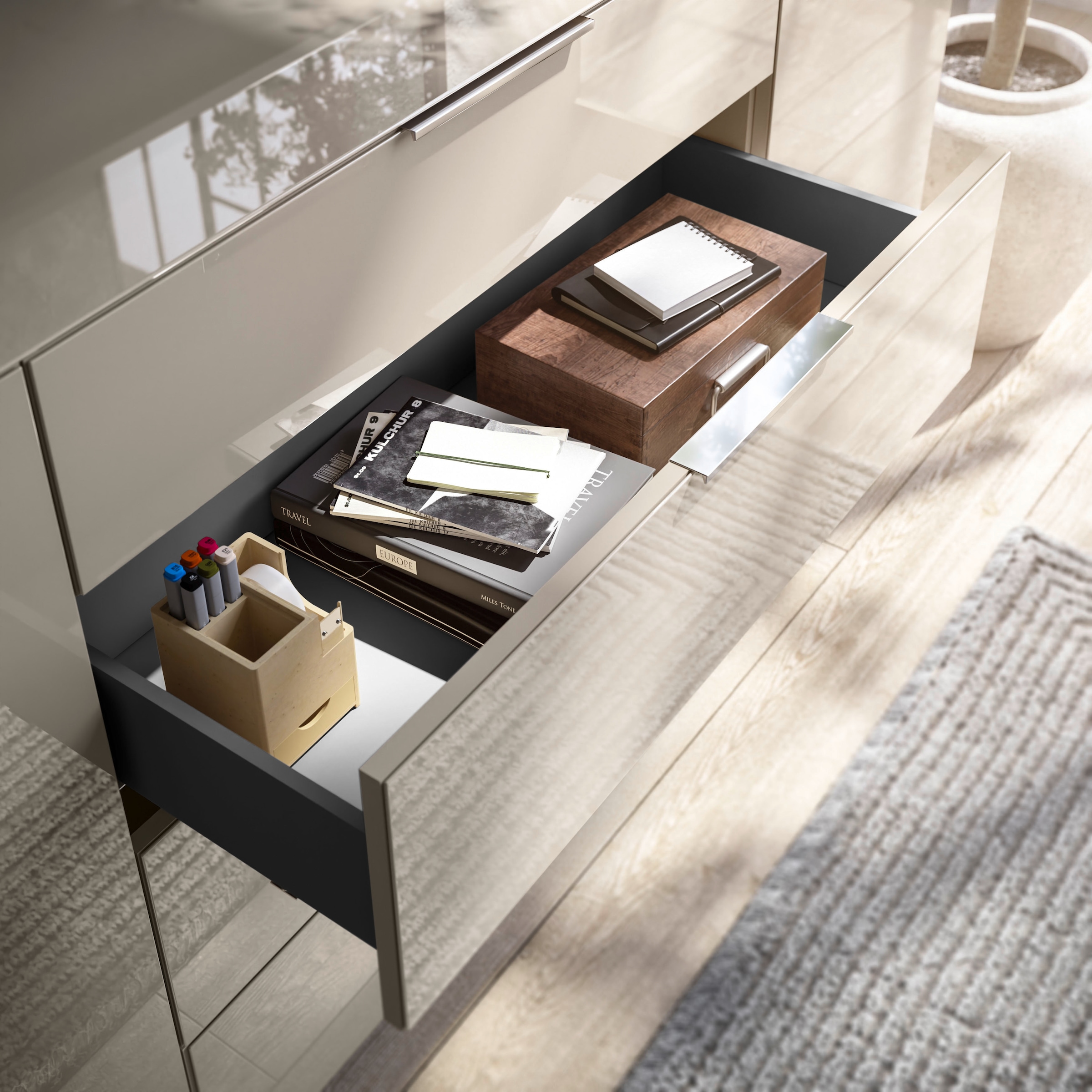 HBZ Lowboard »Santorin, BxHxT 180x99x40 cm«, (1 St.), Breite 180cm, Softclose für Türen und Schubkästen, Melaminbeschichtung