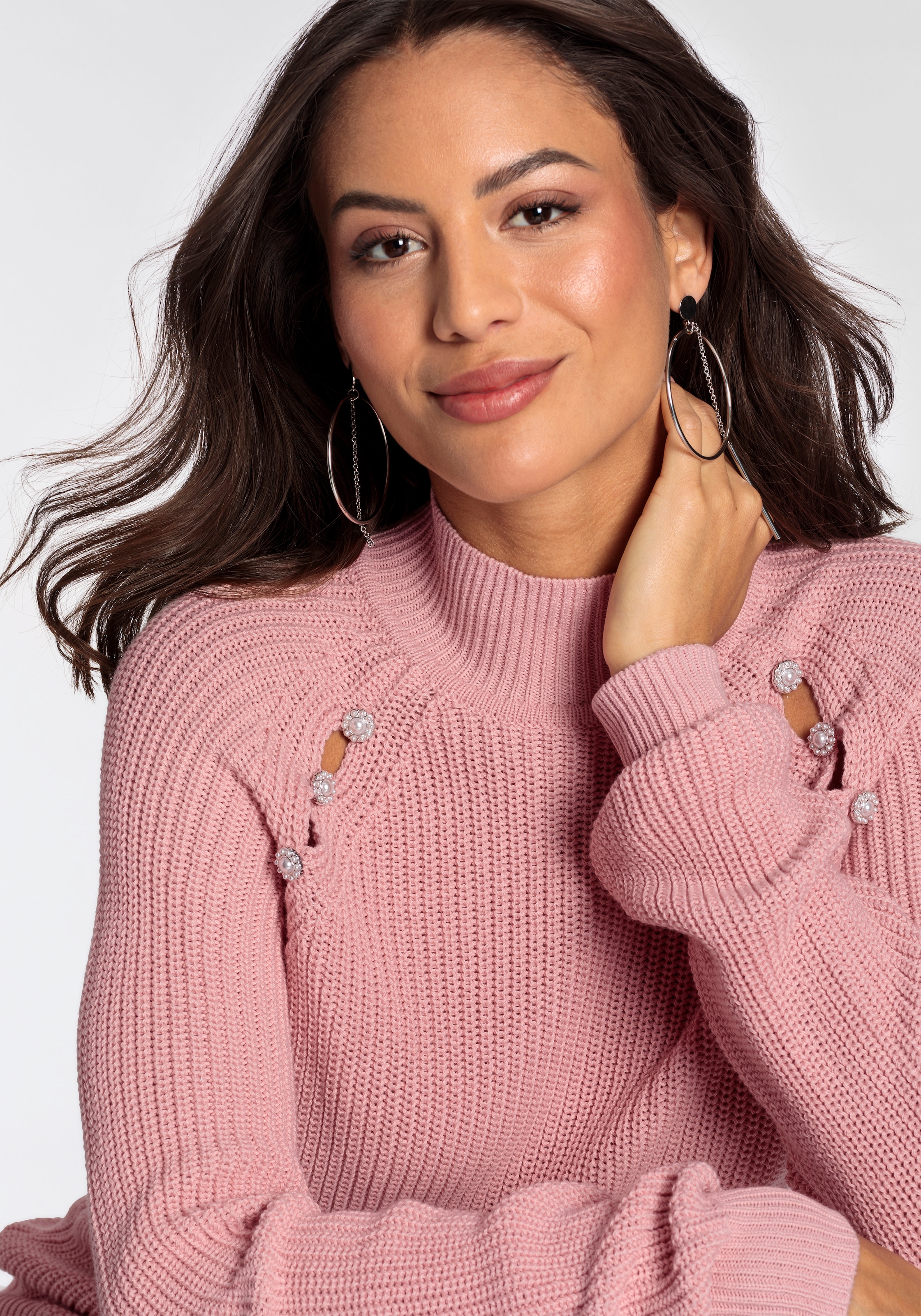 Melrose Stehkragenpullover, mit Cut-Outs und Knopfdetails