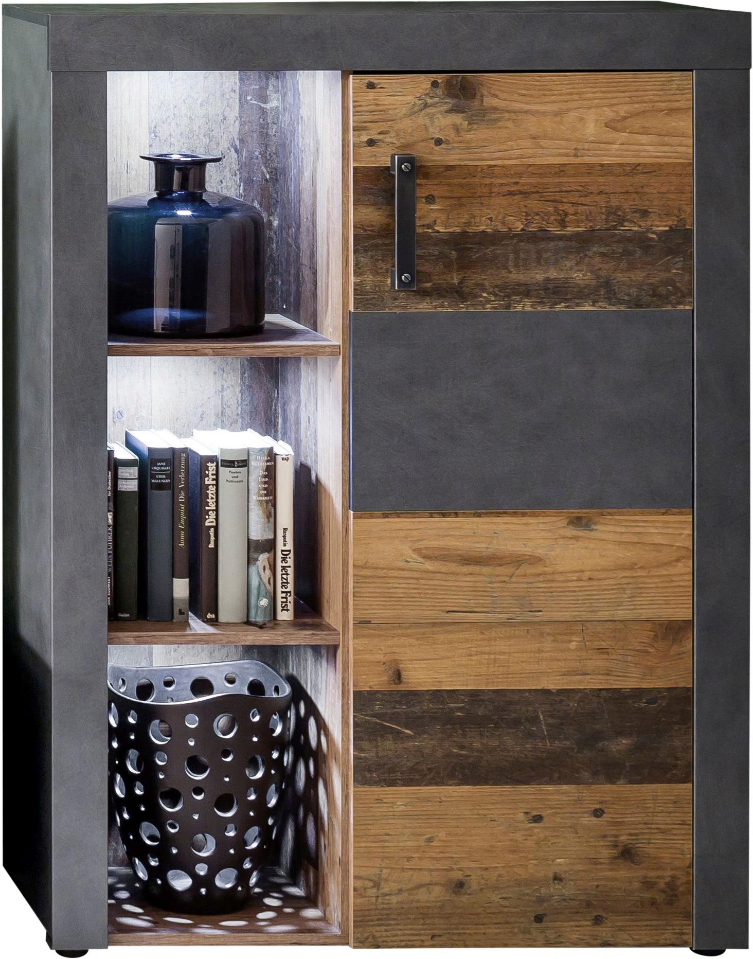 INOSIGN Stauraumschrank »Ilana«, moderner Industrial Style - Beleuchtung optional - B/T/H 87/34/118 cm