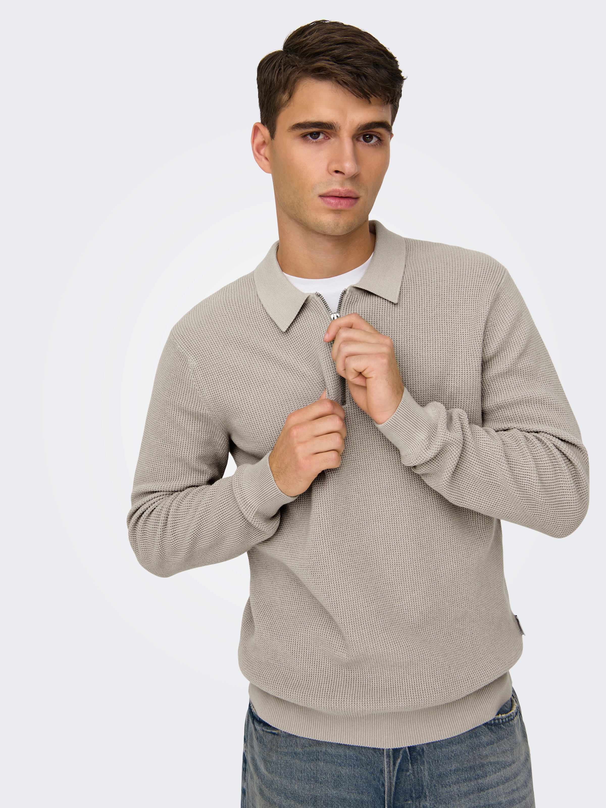 ONLY & SONS Polokragenpullover »ONSMATTEO LS ZIP POLO«