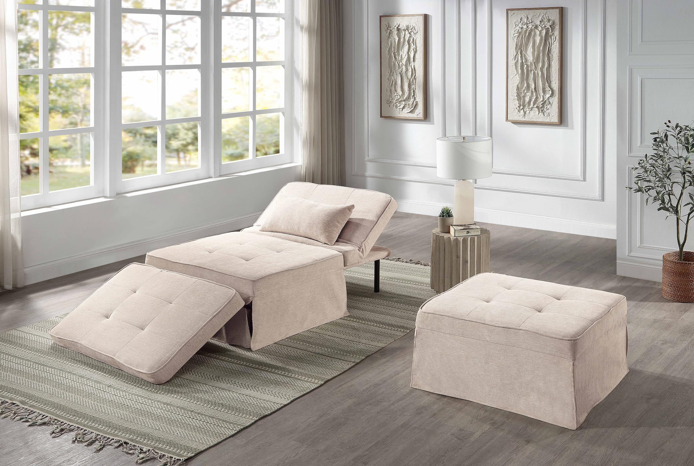 ATLANTIC home collection Schlafsofa Finn, wandelbar zum Loungesessel, Relaxliege und Gästebett, inkl. Kissen