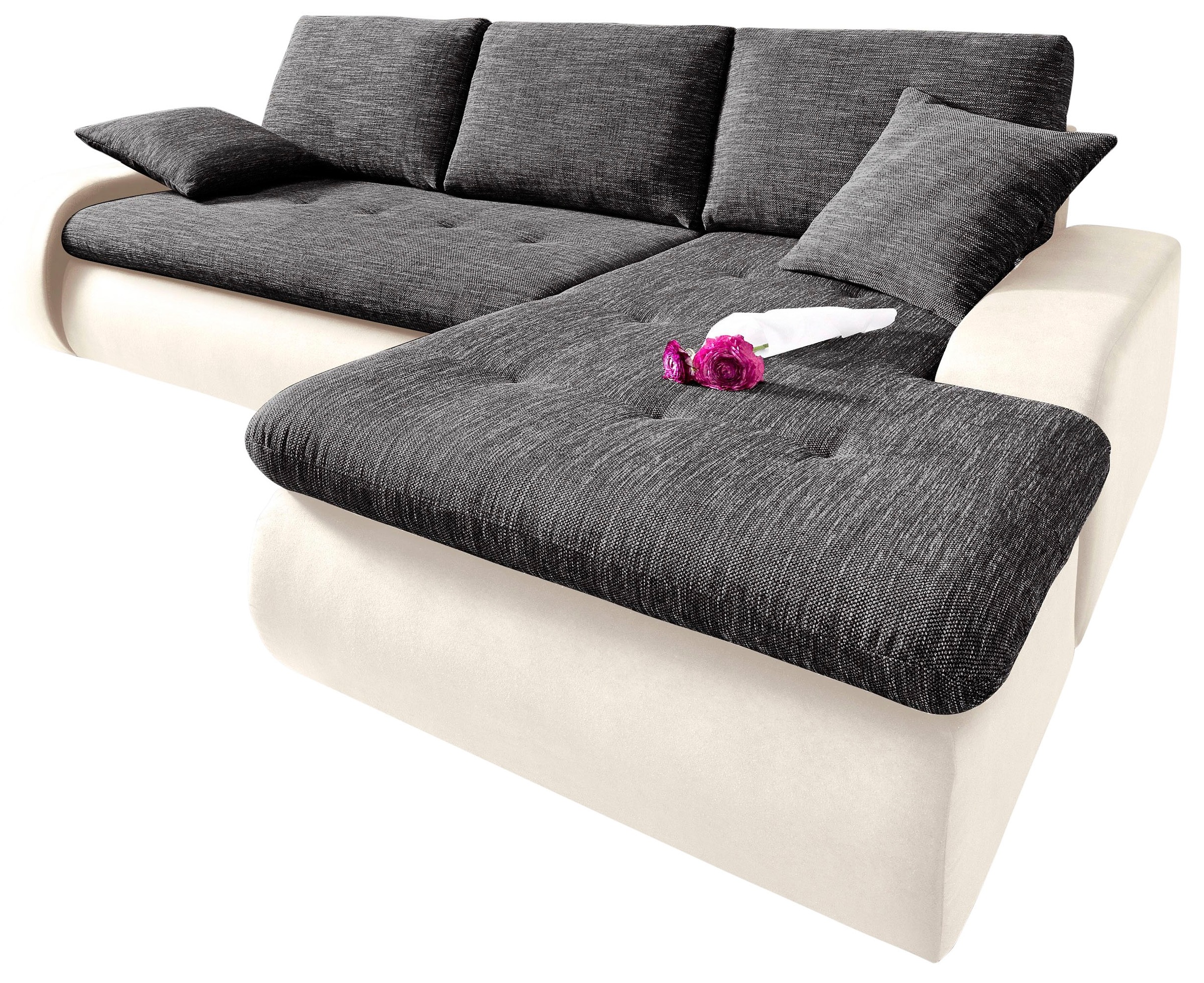 TRENDMANUFAKTUR Ecksofa »Indie, modern und bequem, Materialmix, L-Form«, wahlweise XL oder XXL