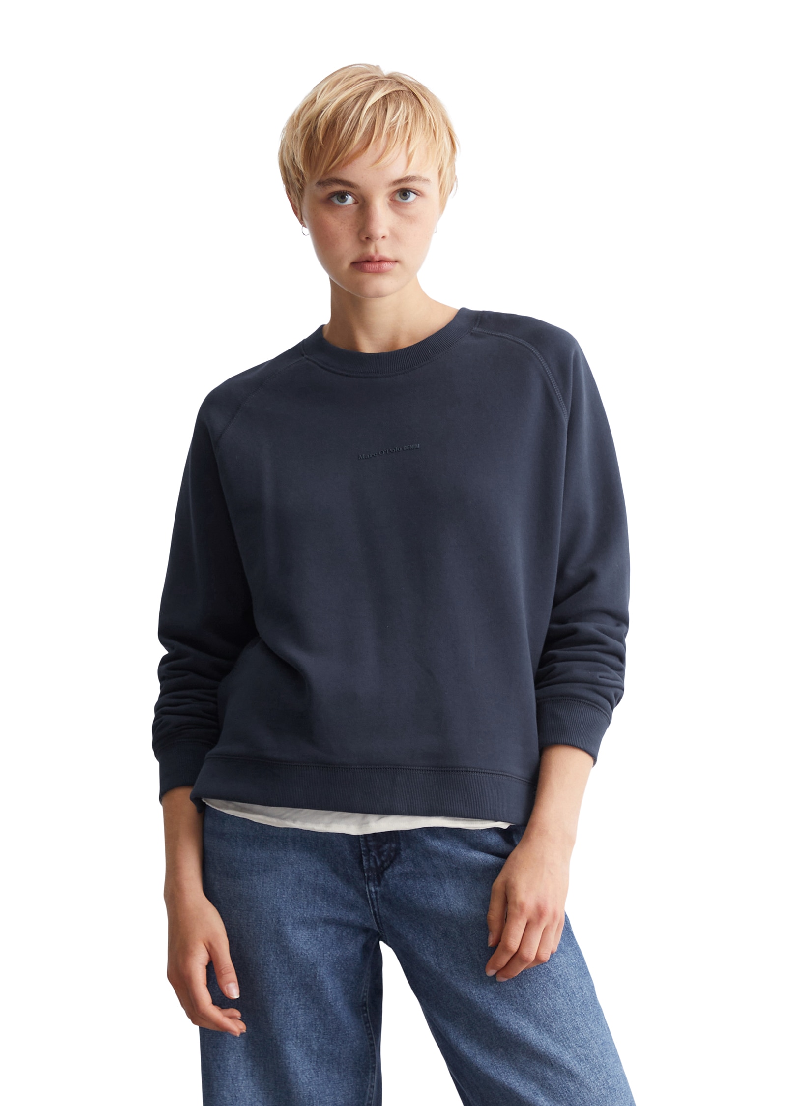 Marc O'Polo DENIM Sweatshirt, Im modernen O-Shape, locker geschnitten und Raglanärmeln