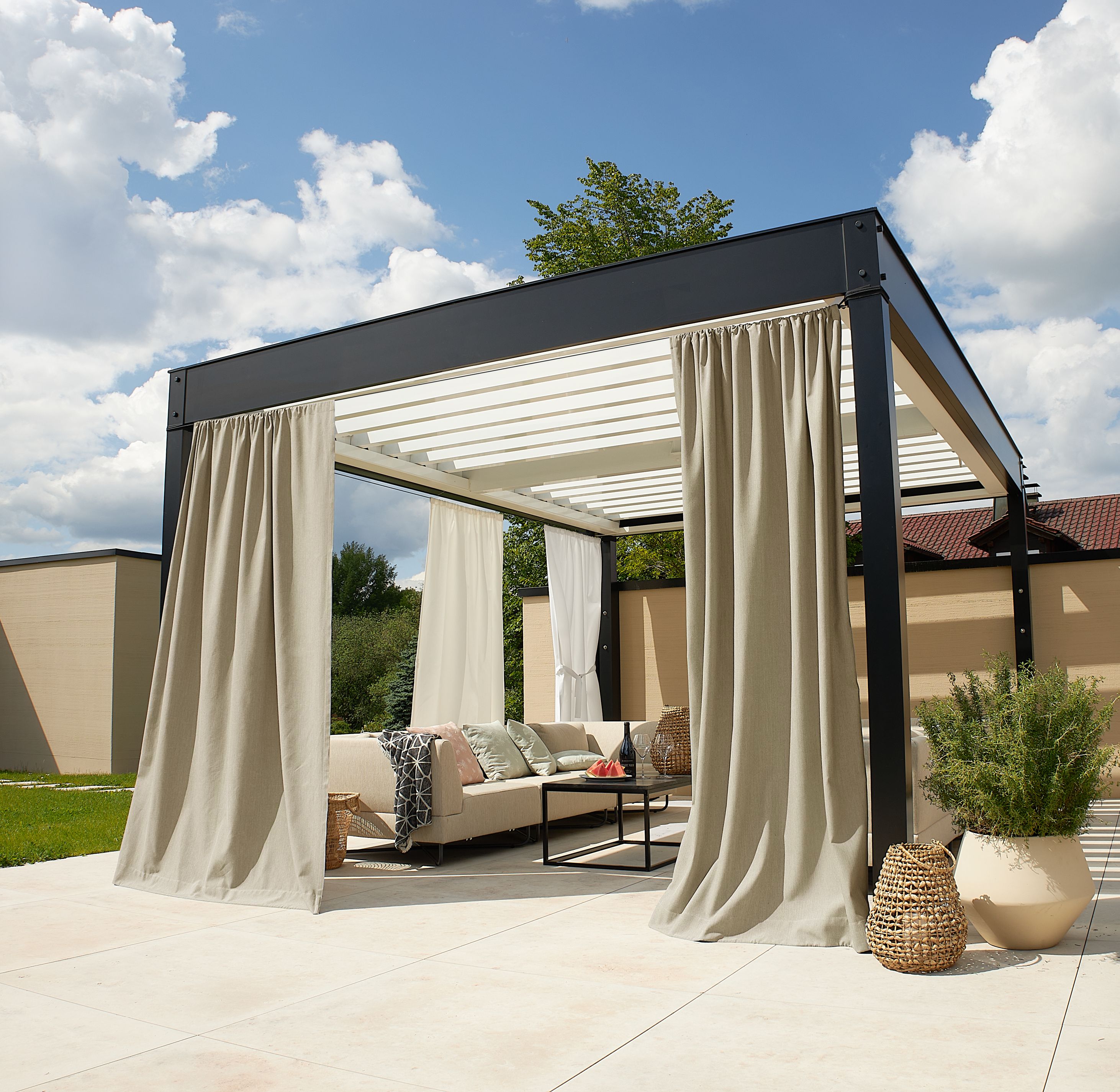 Neutex for you Vorhang nach Mass "Outdoorvorhang SOLERO" Stangendurchzug 1 Stk. tlg. Uni Outdoorvorhang mit leichter Struktur