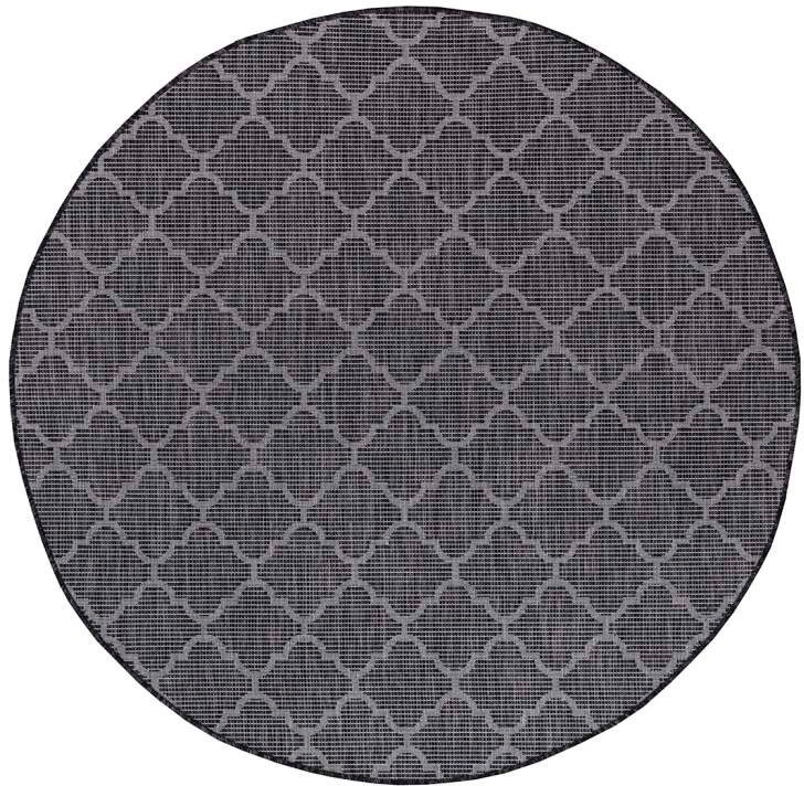 Carpet City Teppich »PALM3069«, rund, 5 mm Höhe, Wetterfest & UV-beständig, für Balkon, Terrasse, Küche, flach gewebt