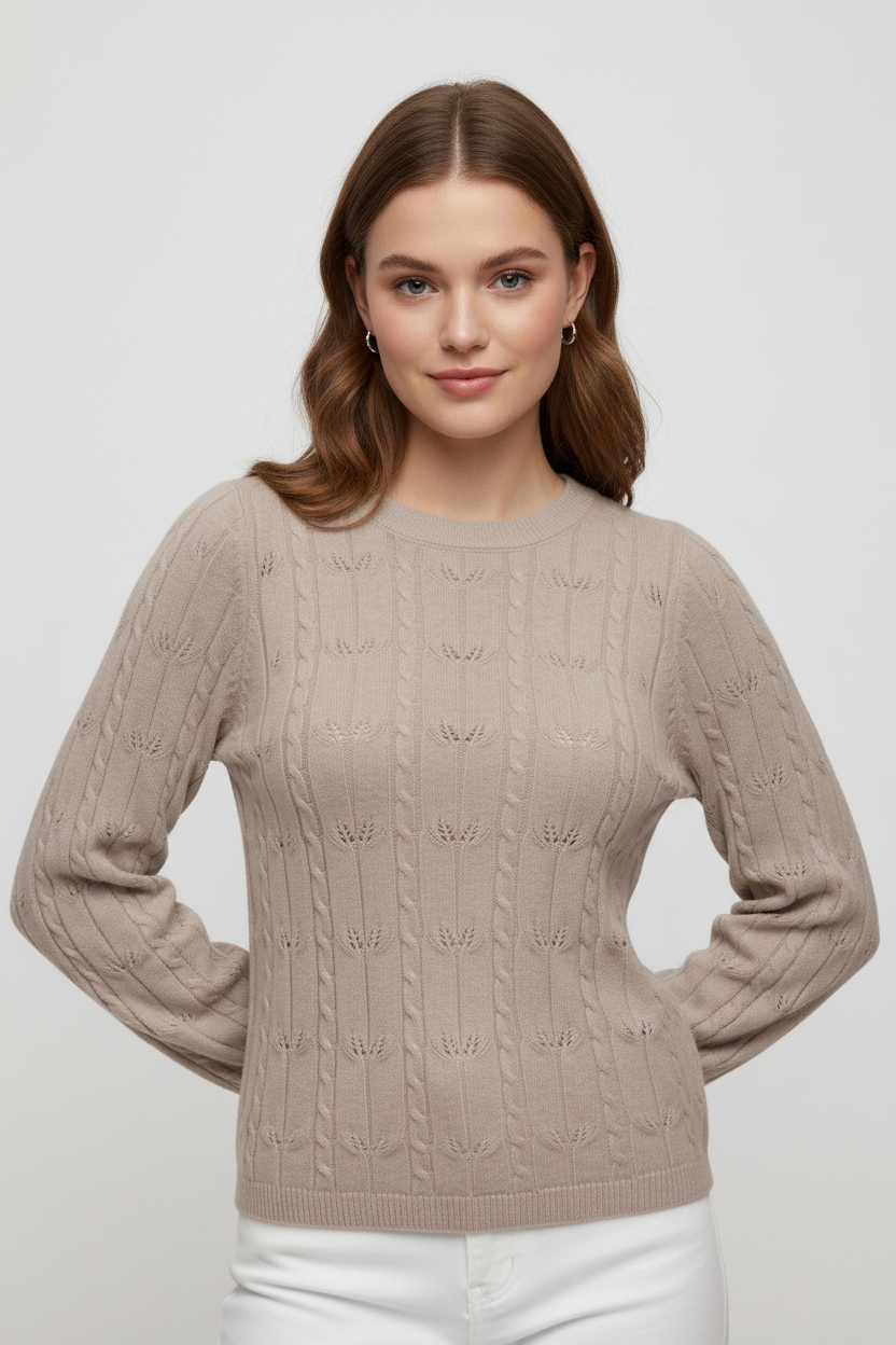 ONLY Strickpullover "ONLKATIA LS STRUCTURE O-NECK PULL CC KNT"