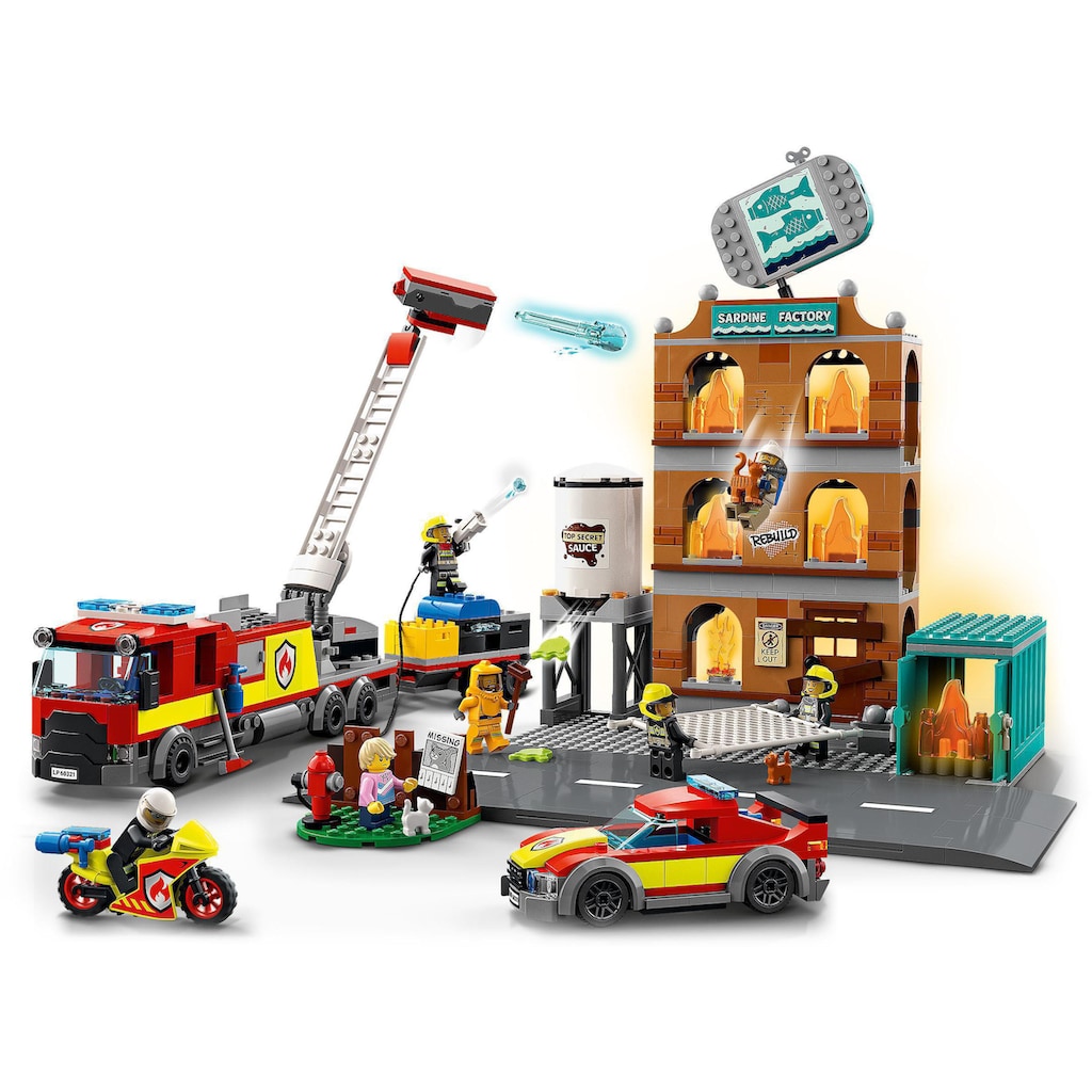 LEGO® Konstruktionsspielsteine »Feuerwehreinsatz mit Löschtruppe (60321), LEGO® City«, (766 St.)