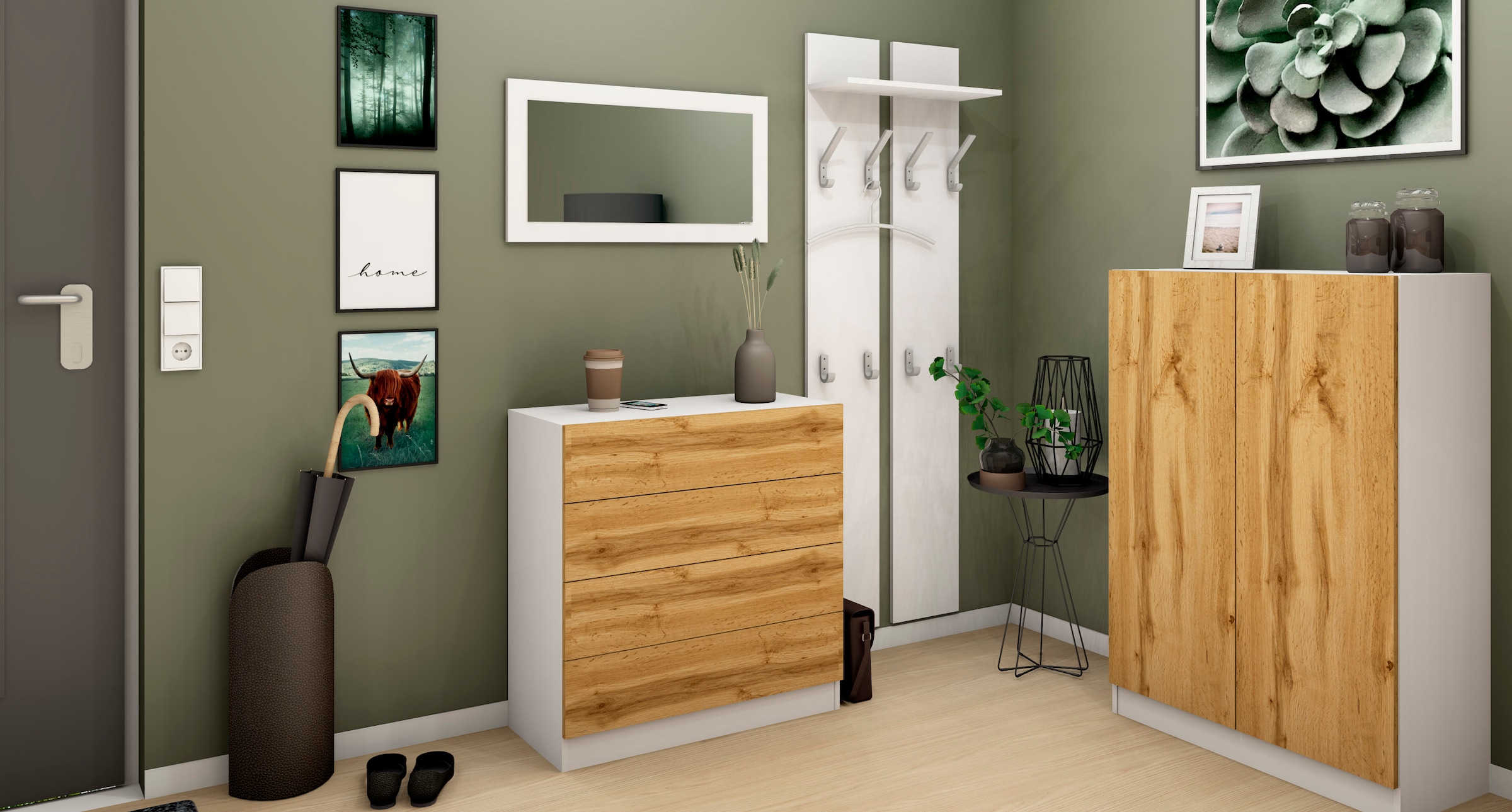 ❤ borchardt Möbel Garderoben-Set »Vaasa 3«, (Set, 3 St.), mit Push to Open- Funktion kaufen im Jelmoli-Online Shop | Garderobenpaneele