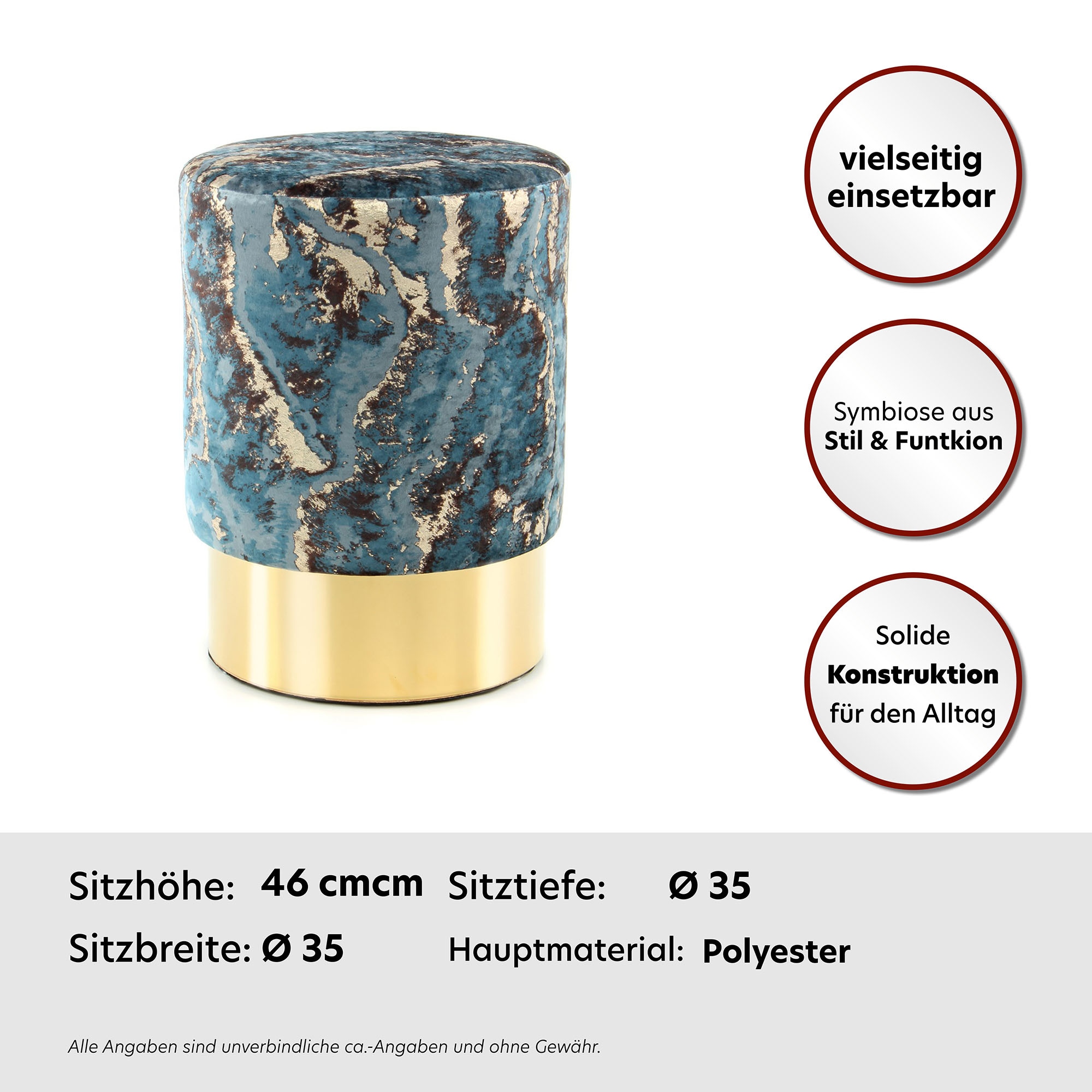 Kayoom Sitzhocker »Hocker Gipsy 325, stilvoller Sitzhocker, runde Form, stilvolles Design«, (1 St.), facettenreich, platzsparend, vielfältig einsetzbar, weiche Polsterung