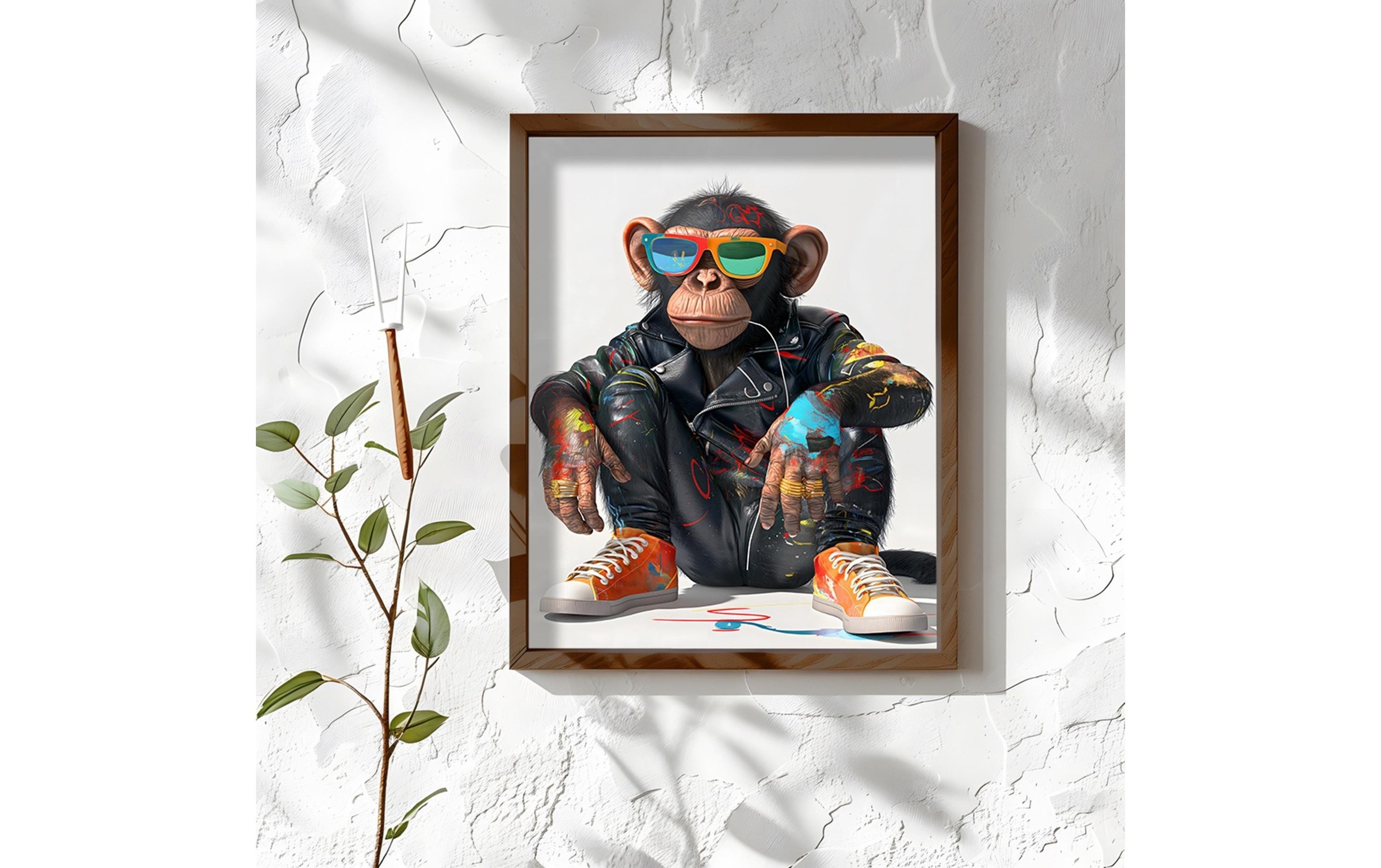 Wandbild »Wallxpert Schimpanse mit Brille«, Affen