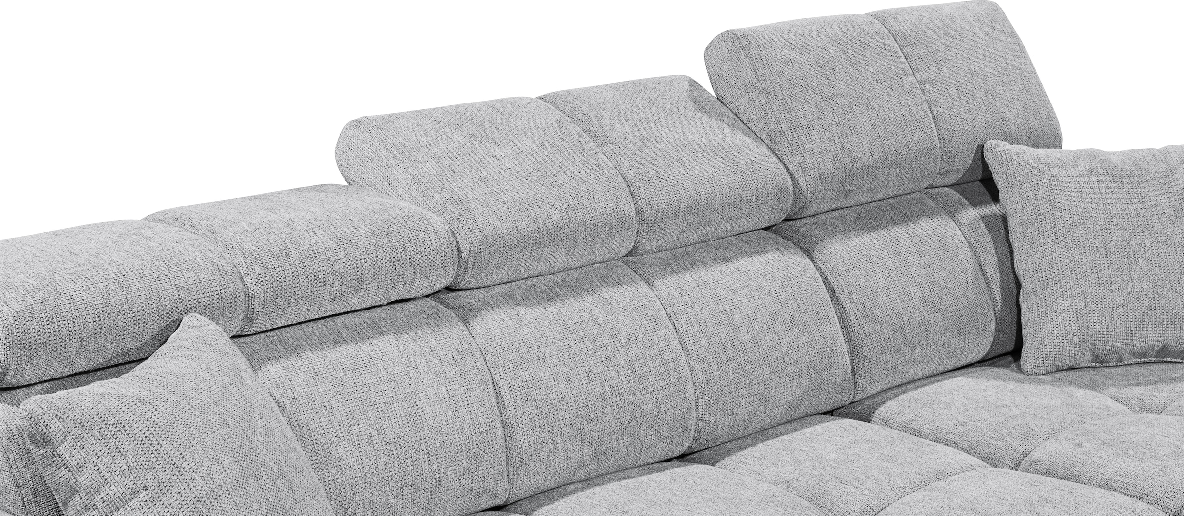 ED EXCITING DESIGN Ecksofa »Sydney L-Form mit Bettfunktion, Bettkasten, Kopfteilverstellung«, motorischer Sitztiefenverstellung, USB-Port & 2 Zierkissen