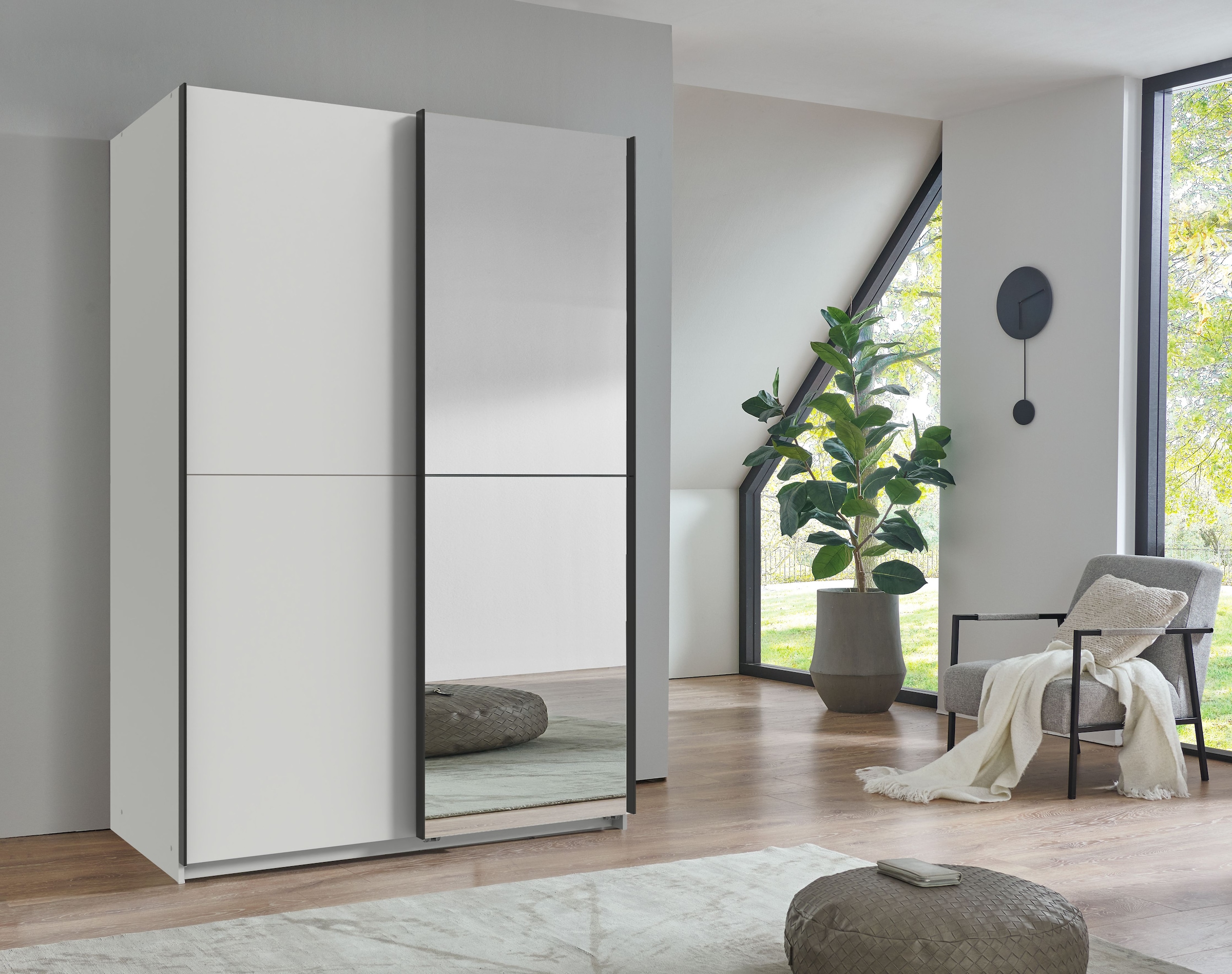 Wimex Kleiderschrank »Mugano, B/T/H 135 oder 180/65/198cm, Made in Germany«, (wähle Deine Ausstattung: Basic oder Premium!), 2 Schwebetüren mit oder ohne Spiegel, Metallgriffe