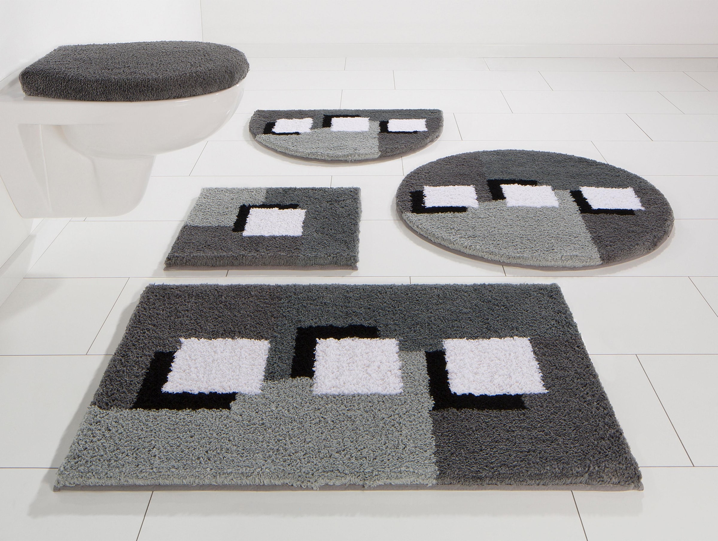 my home Badematte »Ada, Badvorleger, Badezimmer Teppich«, rutschhemmend beschichtet, schnell trocknend-strapazierfähig-fussbodenheizungsgeeignet, Badteppich, Badematten auch als 3 teiliges Set erhältlich
