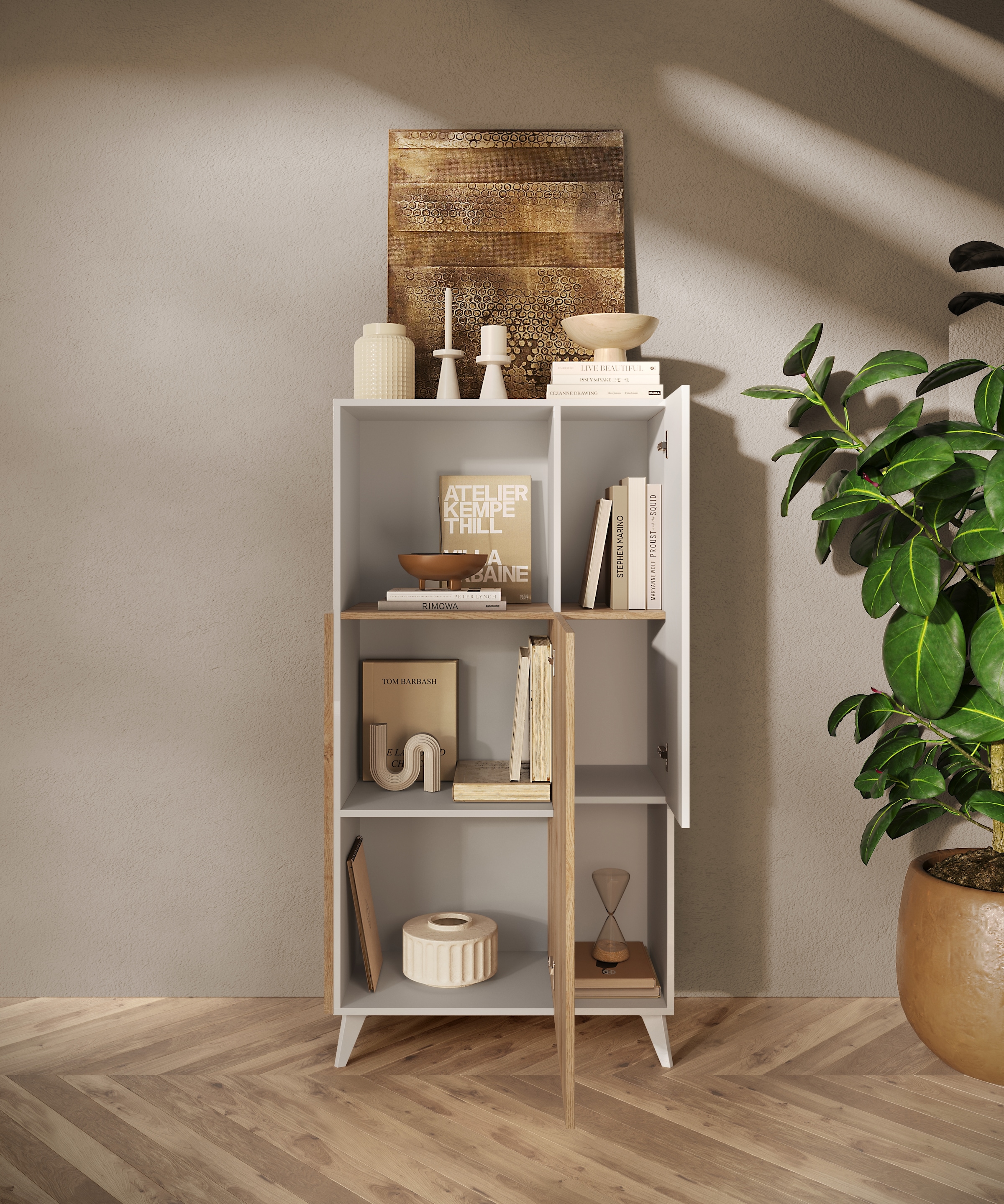 INOSIGN Highboard »Monaco Höhe 154 cm, Kommode mit 2 Türen«, Soft/Self Closing