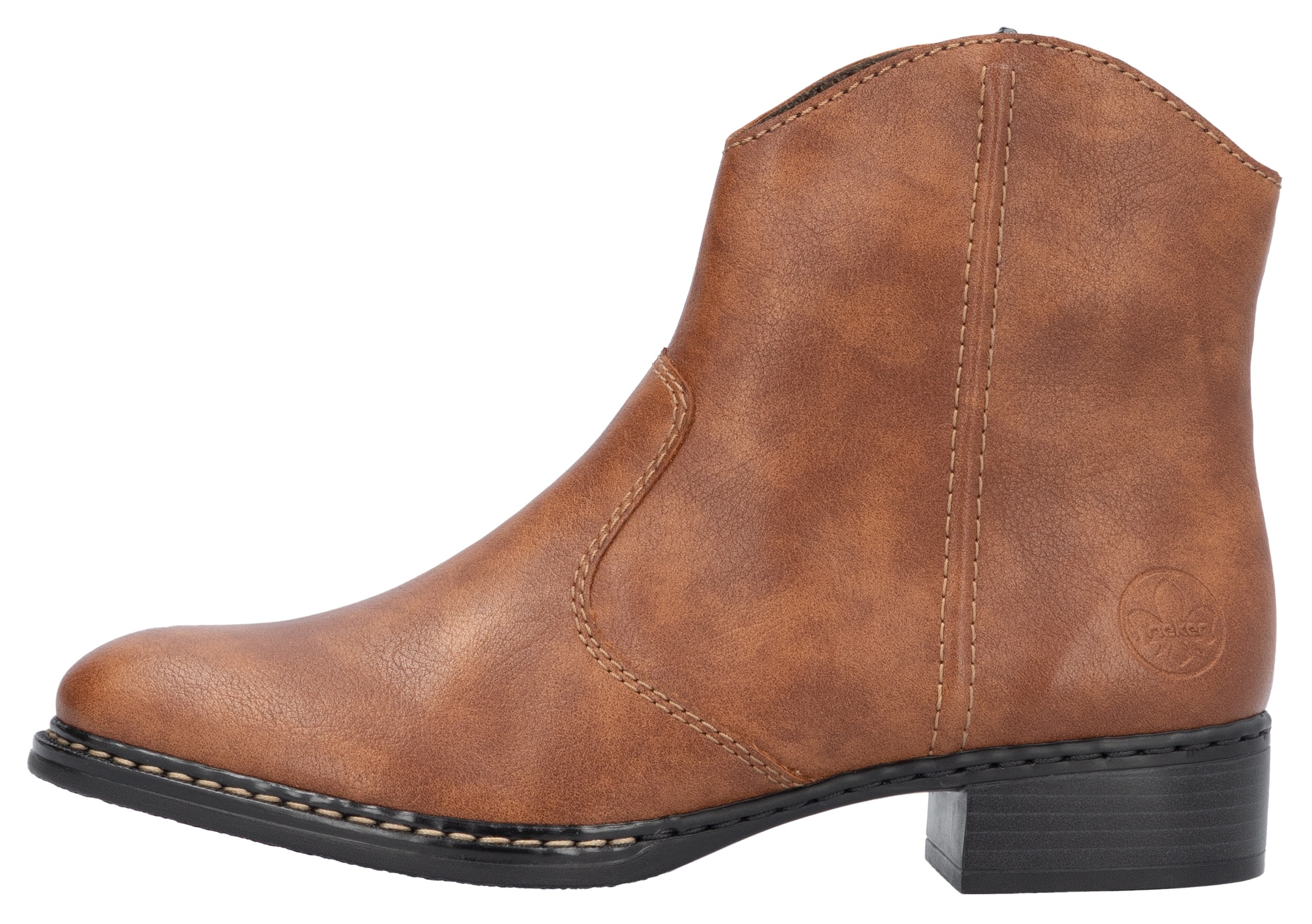 Rieker Cowboy Stiefelette, Westernstiefelette, Stiefelette, Blockabsatz mit Reissverschluss