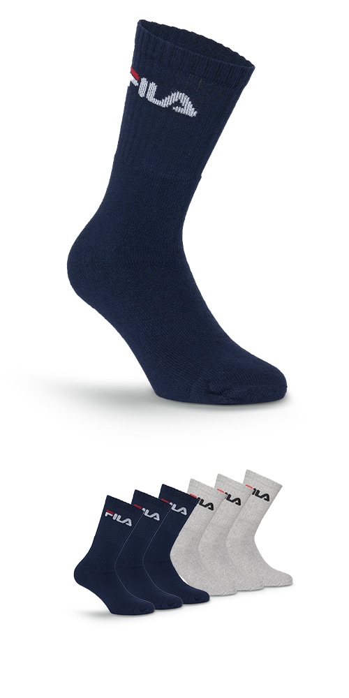 Fila Tennissocken »UNISEX CREW TENNIS FULL TERRY SOCKS« 6 Paar, 6 Paar tlg. Sportsocken, flache Zehennaht