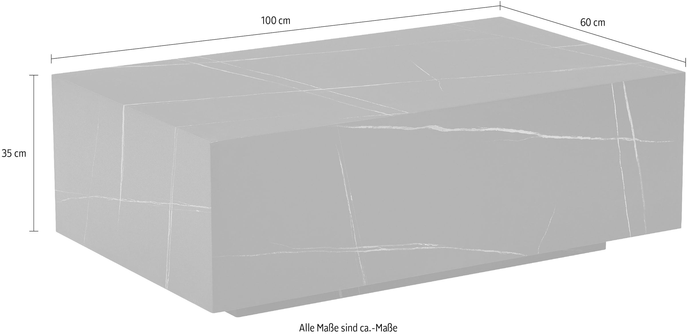 HELA Couchtisch »CUBE I«, Travertin-Optik oder Marmor-Optik, 100 cm breit